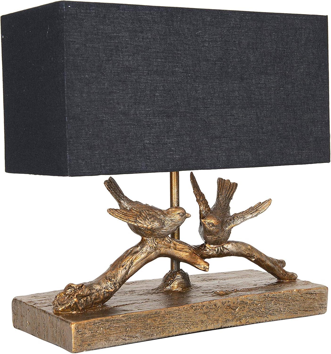 Storied Home Rustic Resin Bird Table Lamp with Rectangle Shade