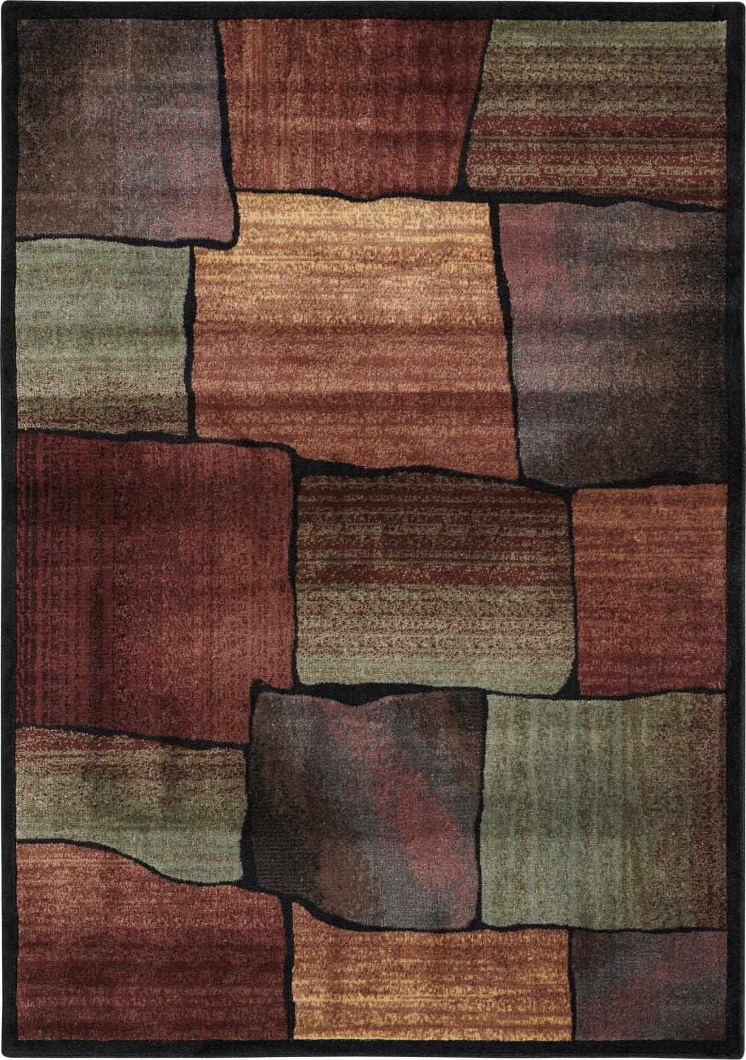 Multicolor Abstract Rectangular Synthetic Area Rug 9'6" x 13'6"