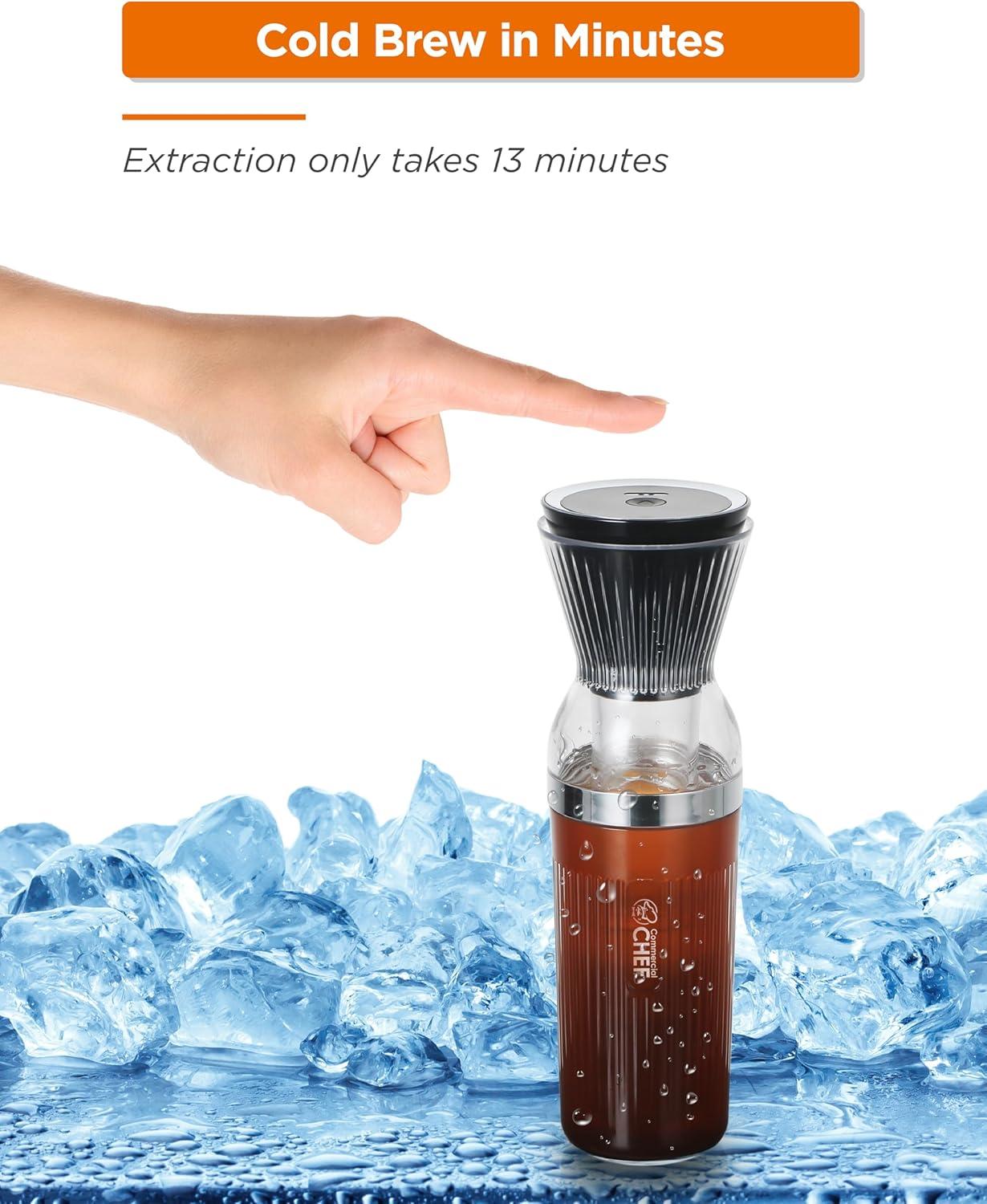 Commercial Chef CHCB14C COMMERCIAL CHEF Quick Cold Brew Coffee Maker, Battery Powered Coffee Maker with Fast Extraction