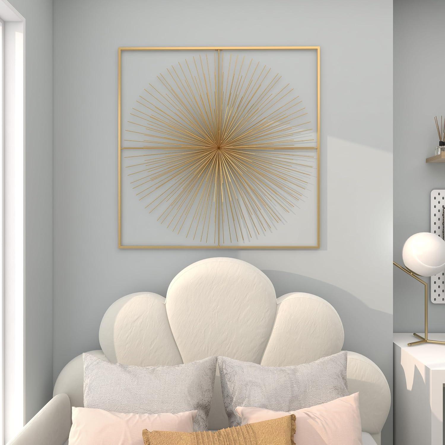 Metal Starburst Handmade Large 3D Wall Decor with Gold Frame Gold - CosmoLiving by Cosmopolitan