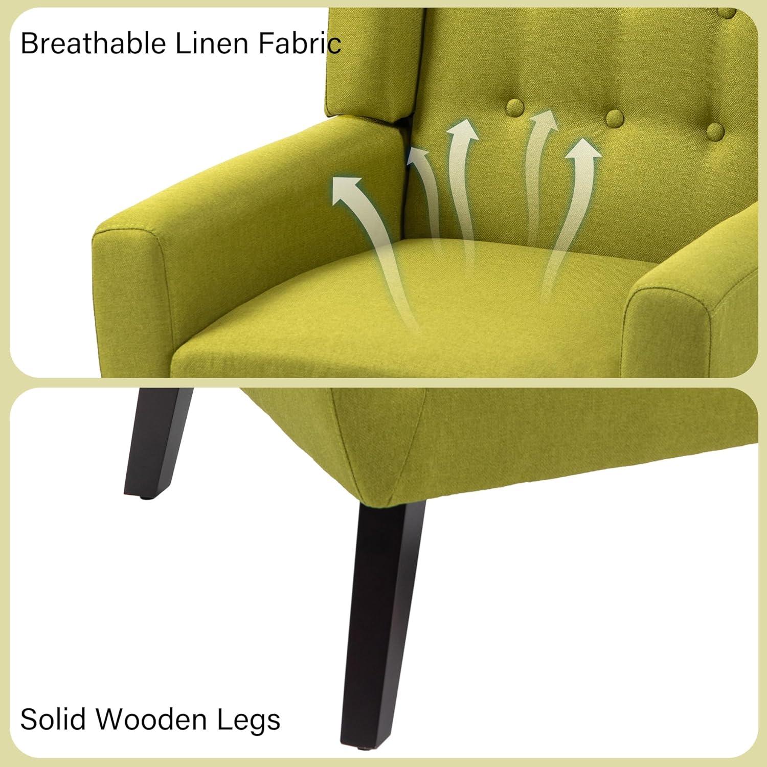 DREAMSIDEA Faux Leather Accent Chair for Living Room Morden Upholstered Armchair Green Chairs for Bedroom