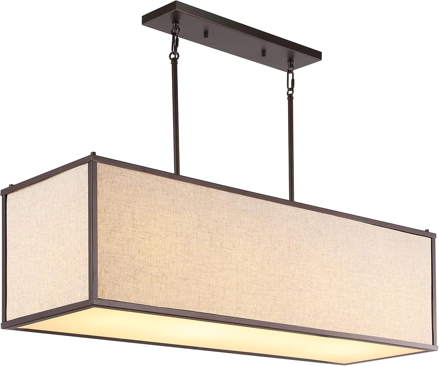 Cole 42" Oil Rubbed Bronze Linen LED Pendant Light