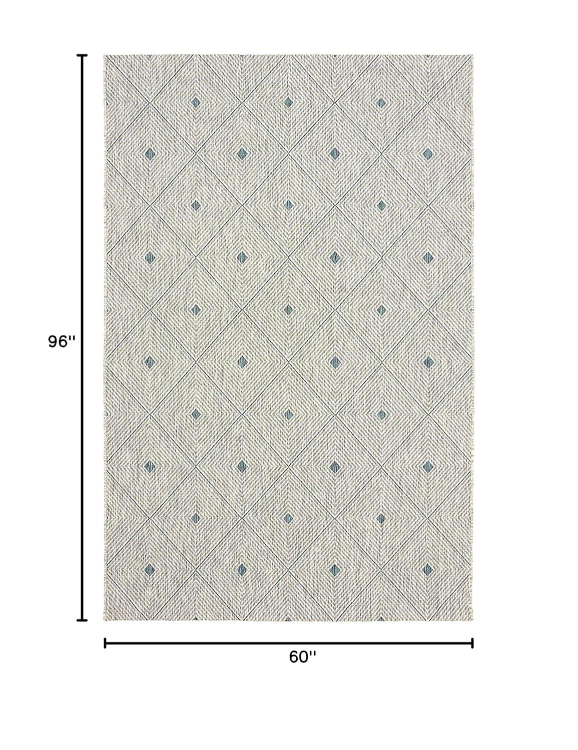 LR Home Victoria 5' x 8' Blue/Gray Diamond Indoor/Outdoor Area Rug