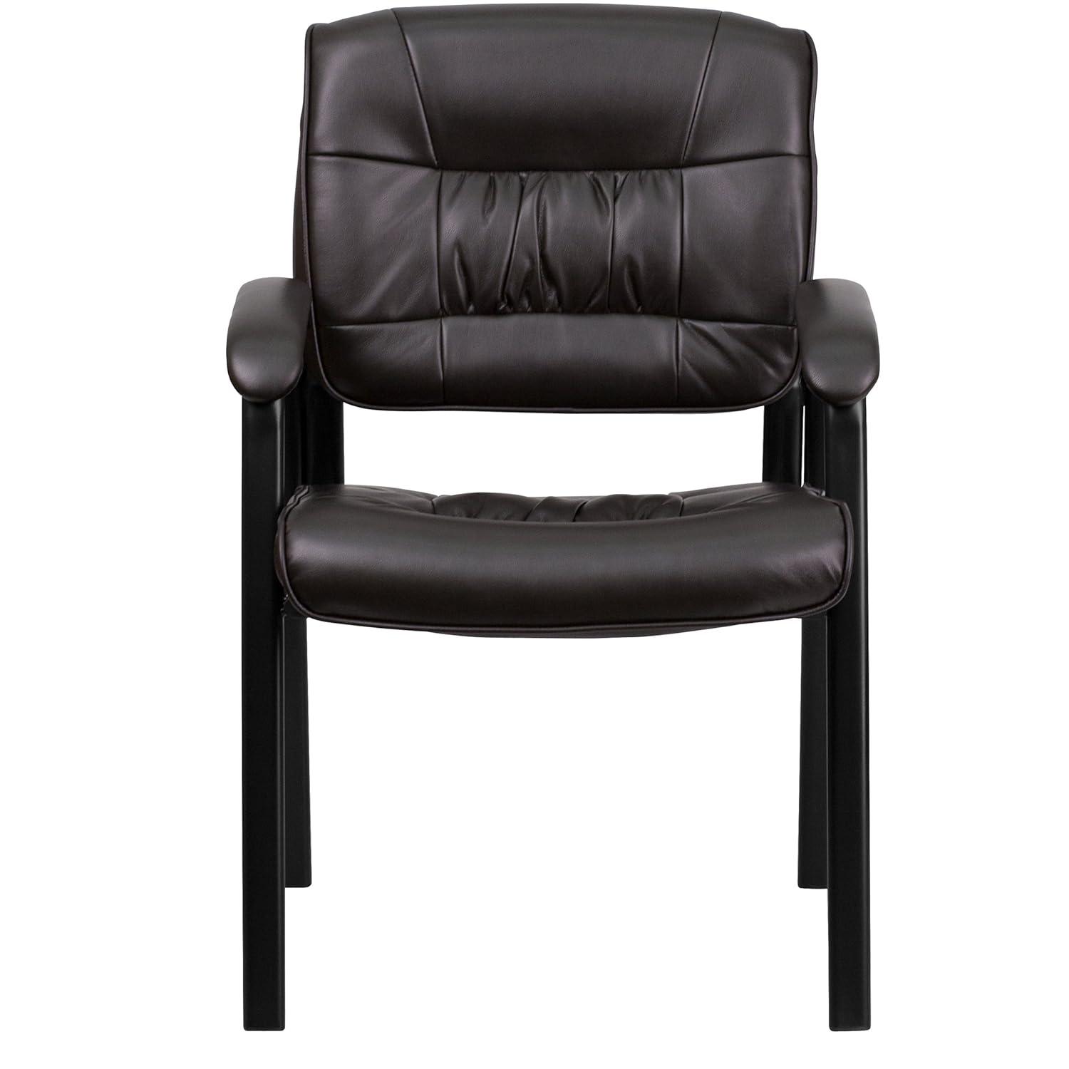 Emma and Oliver White LeatherSoft Executive Reception Chair with Black Metal Frame