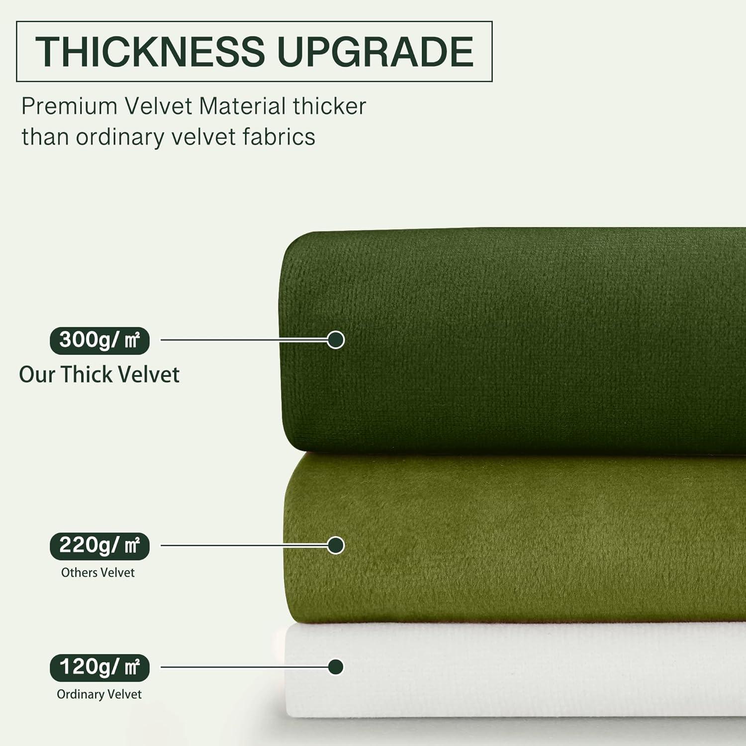 StangH Moss Green Curtains for Living Room, Super Soft Luxury Velvet Room Darkening Drapes 102 inches Long Christmas Holiday Home Decor for Bedroom/Laundry, W52 x L102, 2 Panels