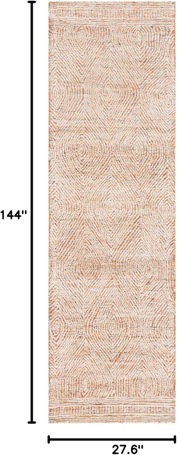 Abstract ABT340 Handmade Indoor Runner - Ivory/Rust - 2'-3"x12' - Safavieh