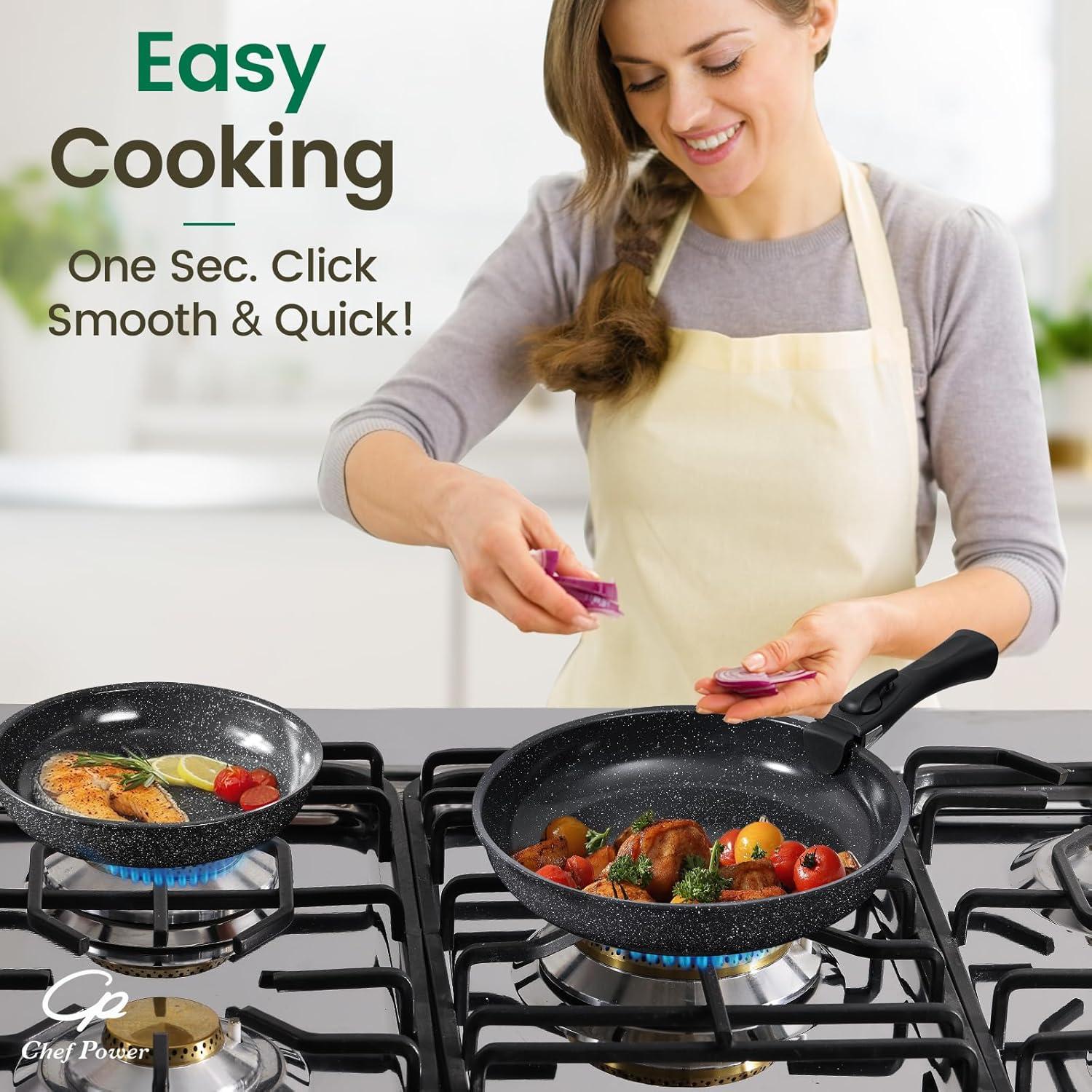 Rock Stone Black 19-Piece Nonstick Stainless Steel Cookware Set