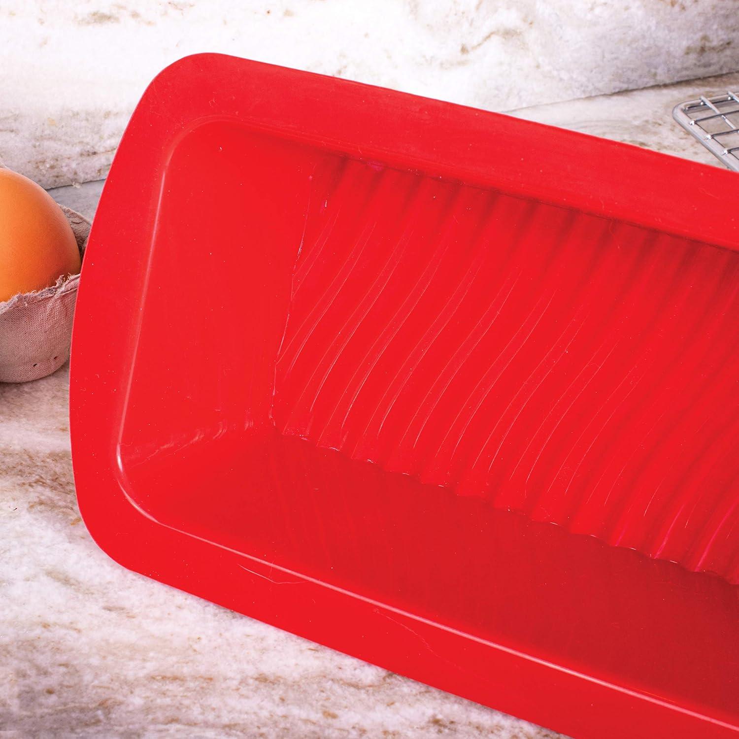 Red Non-Stick Silicone Loaf Bread Pan, 10-inch