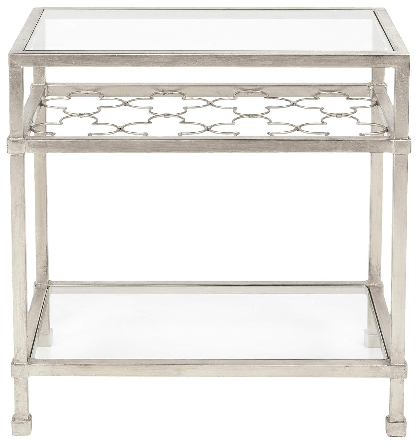 Hanzel Gold Leaf Glass Side Table - AMH8312A - Gold/Glass - Safavieh Couture