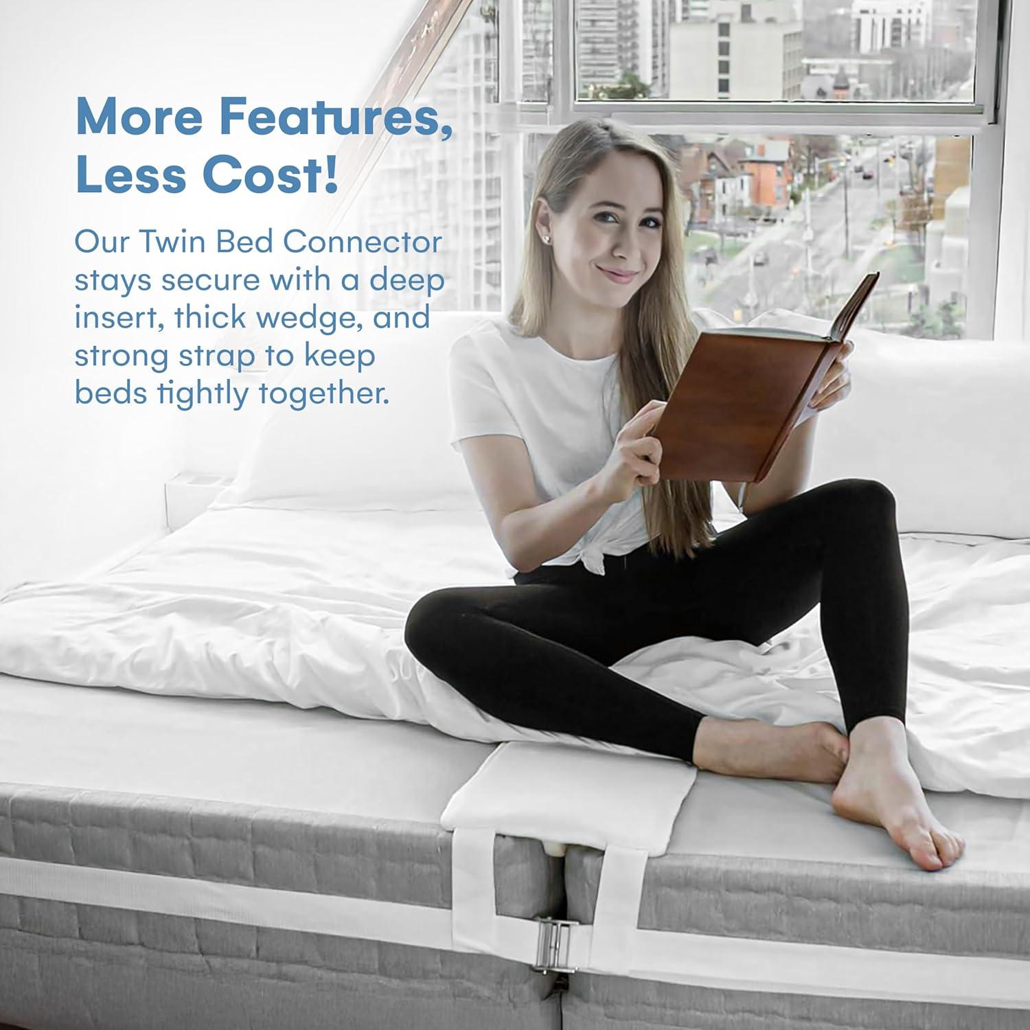 Flybold Bed Bridge Twin to King Bed Converter Kit - Bed Gap Filler for Split King Adjustable Beds - Twin Bed Connector to Make a King - 9" Wide Mattress Wedge Connector