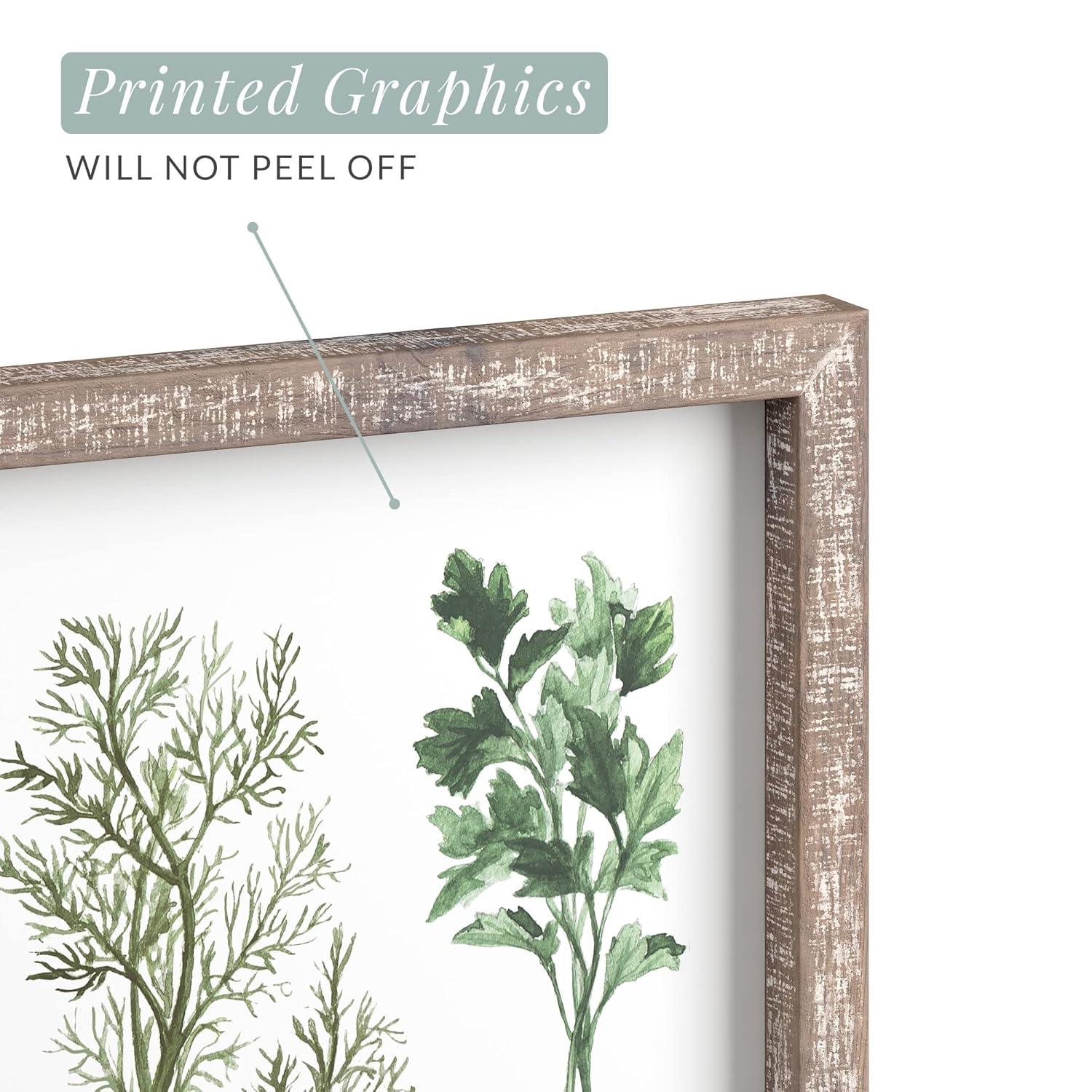 Barnyard Designs Kitchen Herbs and Spices Wall Art Decor Botanical Print Sign Rustic Country Farmhouse Wood Plaque Framed Home Wall Decor 12" x 16" (Herbs B / 1 Sign)