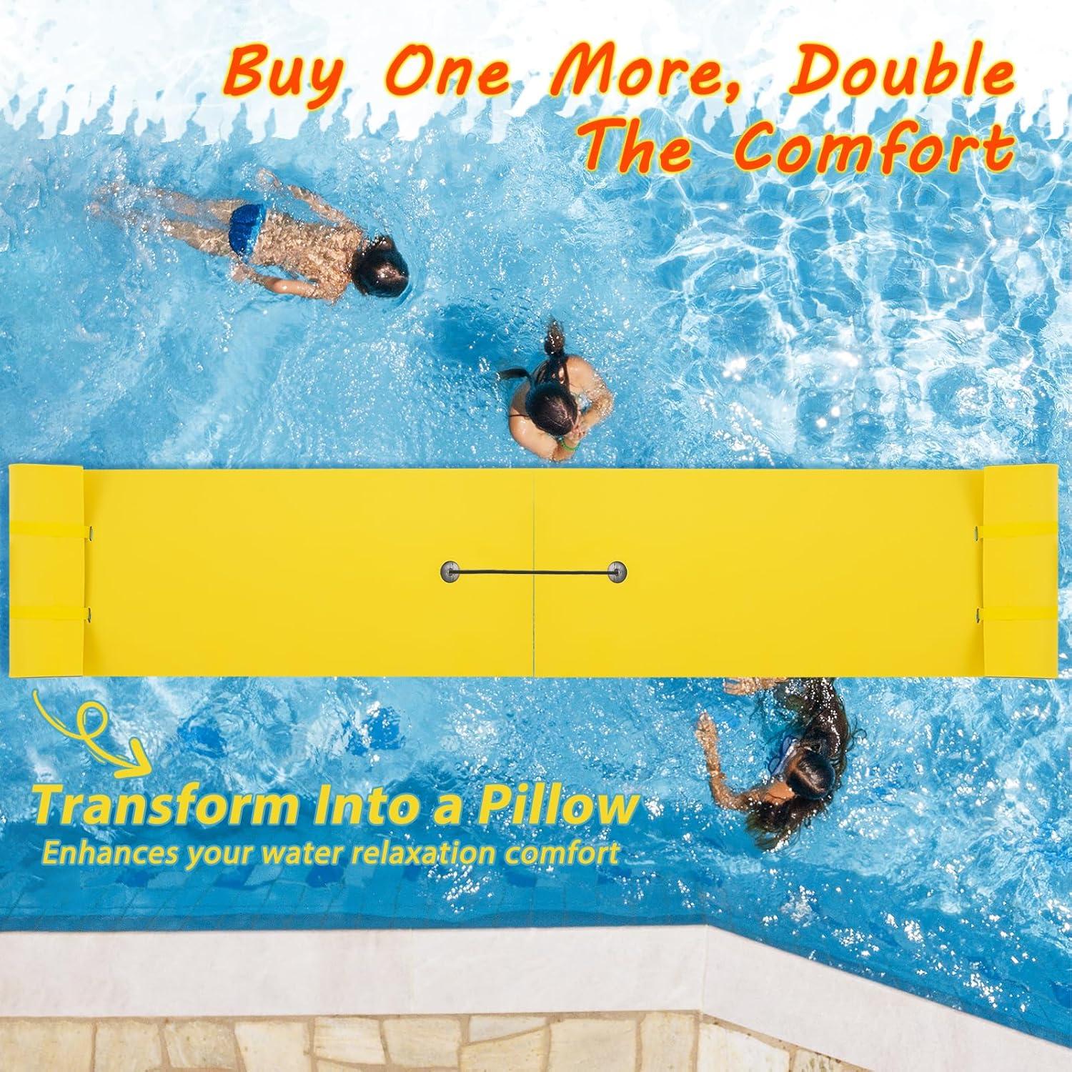 Costway 3-Layer Tear-Resistant Foam Floating Pad Island Water Sports Relaxing Yellow