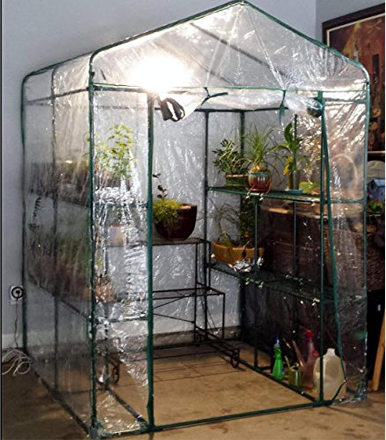 Home-Complete Walk-in Greenhouse for Planters - Indoor Outdoor with 8 Shelves, Green