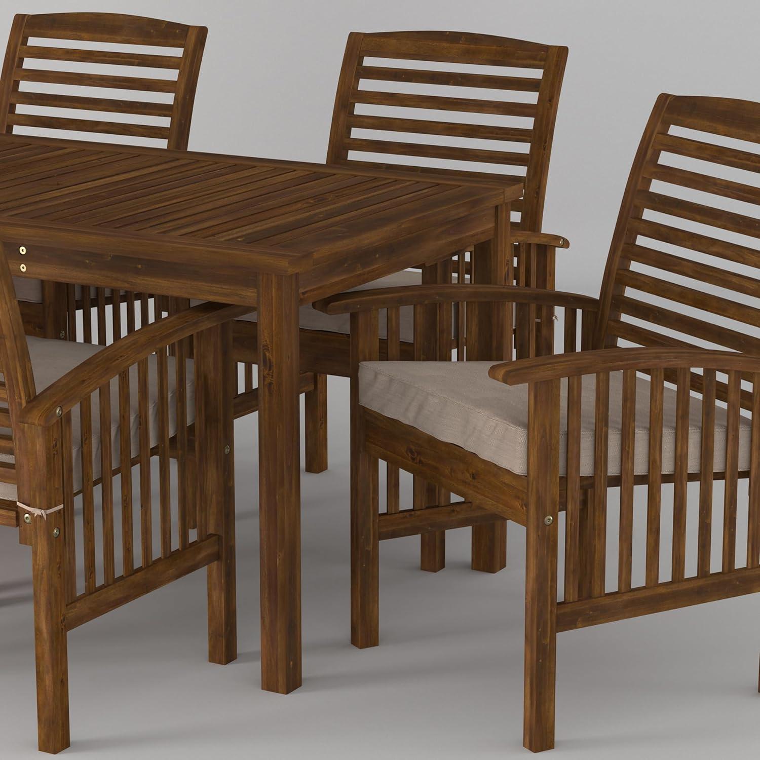 Outdoor Classic Traditional Modern Contemporary Acacia Wood Simple Patio 7-Piece Dining Set - Brown