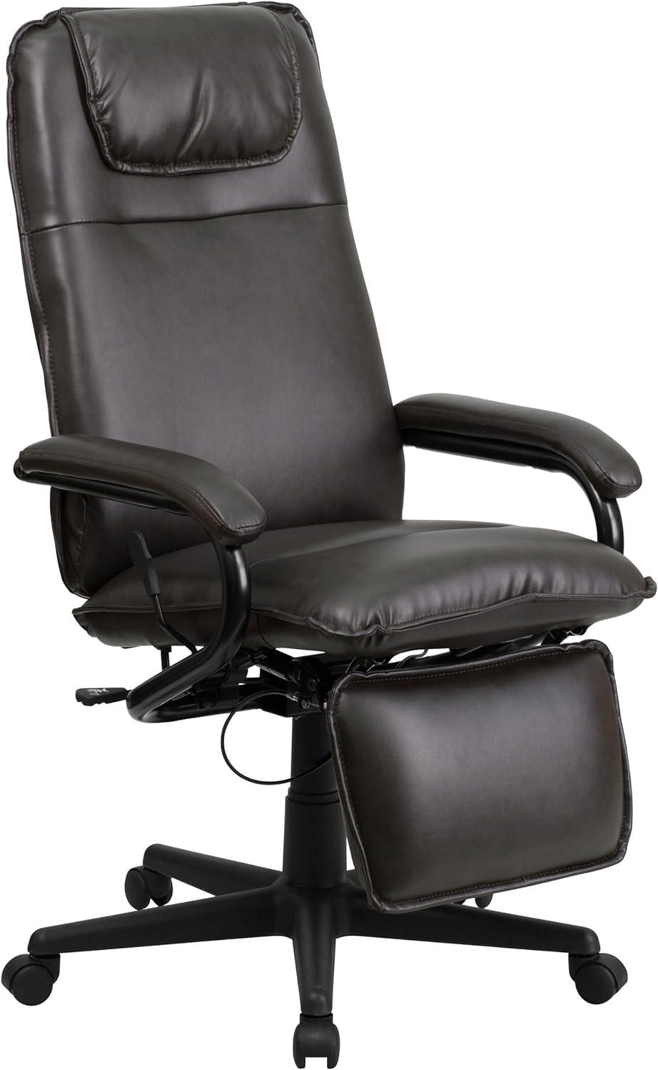 Flash Furniture High Back LeatherSoft Executive Reclining Ergonomic Swivel Office Chair with Arms