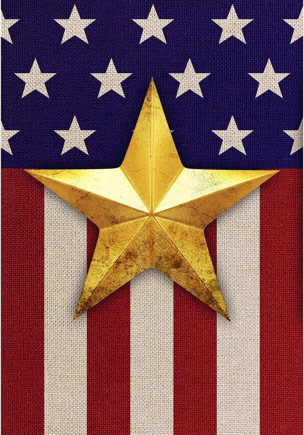 America Forever 4th of July Garden Flag 12.5 x18 Inch Double Sided Yard Outdoor Decorative Independence Day Patriotic Stars and Stripes USA Gold Star American Garden Flag