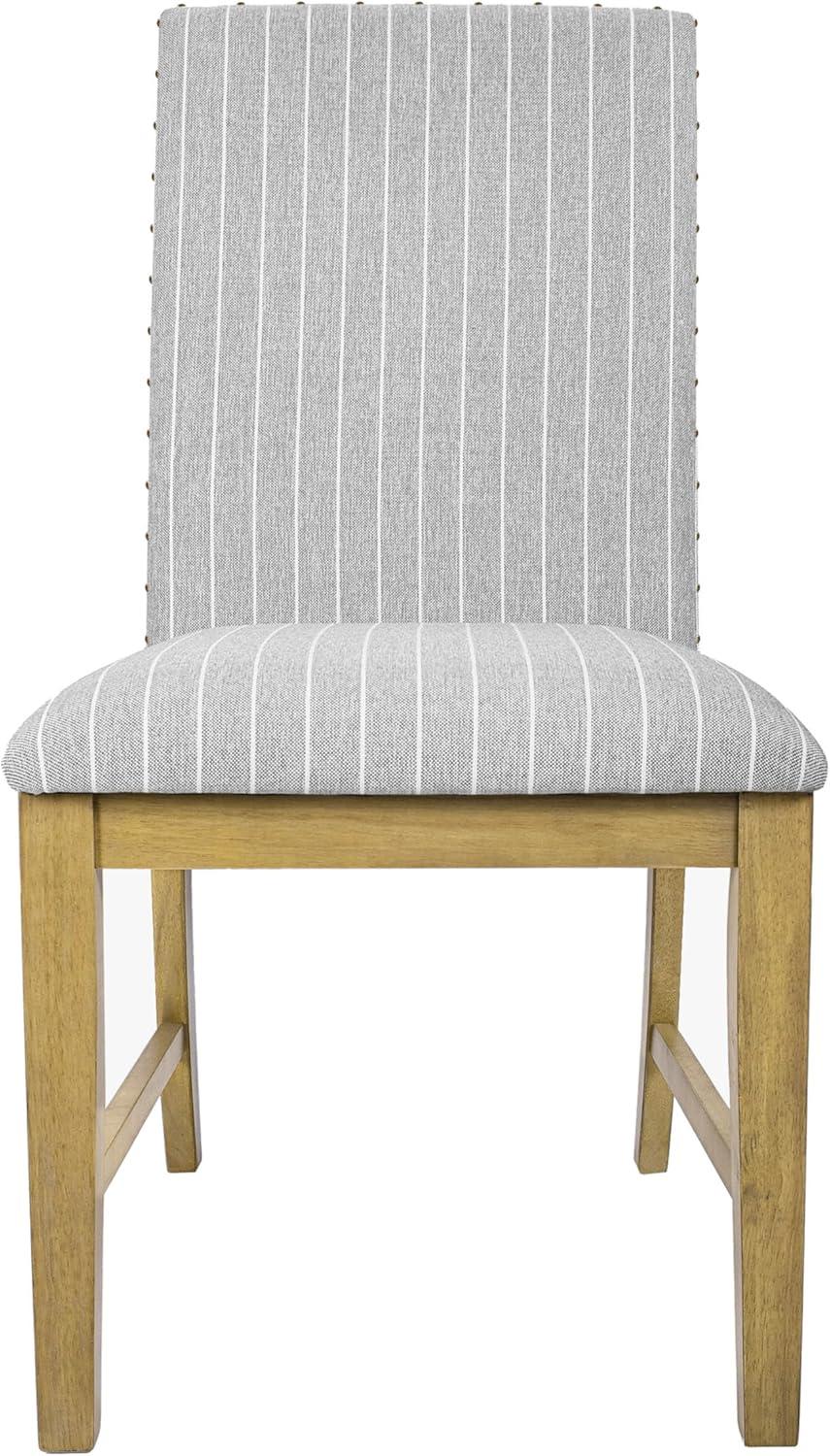 Light Grey Upholstered Linen Parsons Side Chair Set with Wood Frame