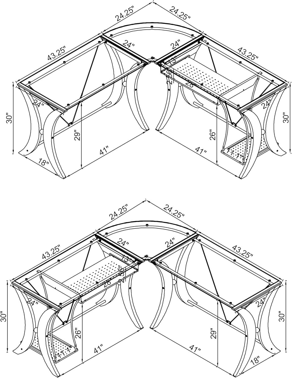 Monterey 3-piece L-shaped Computer Desk Set Cappuccino