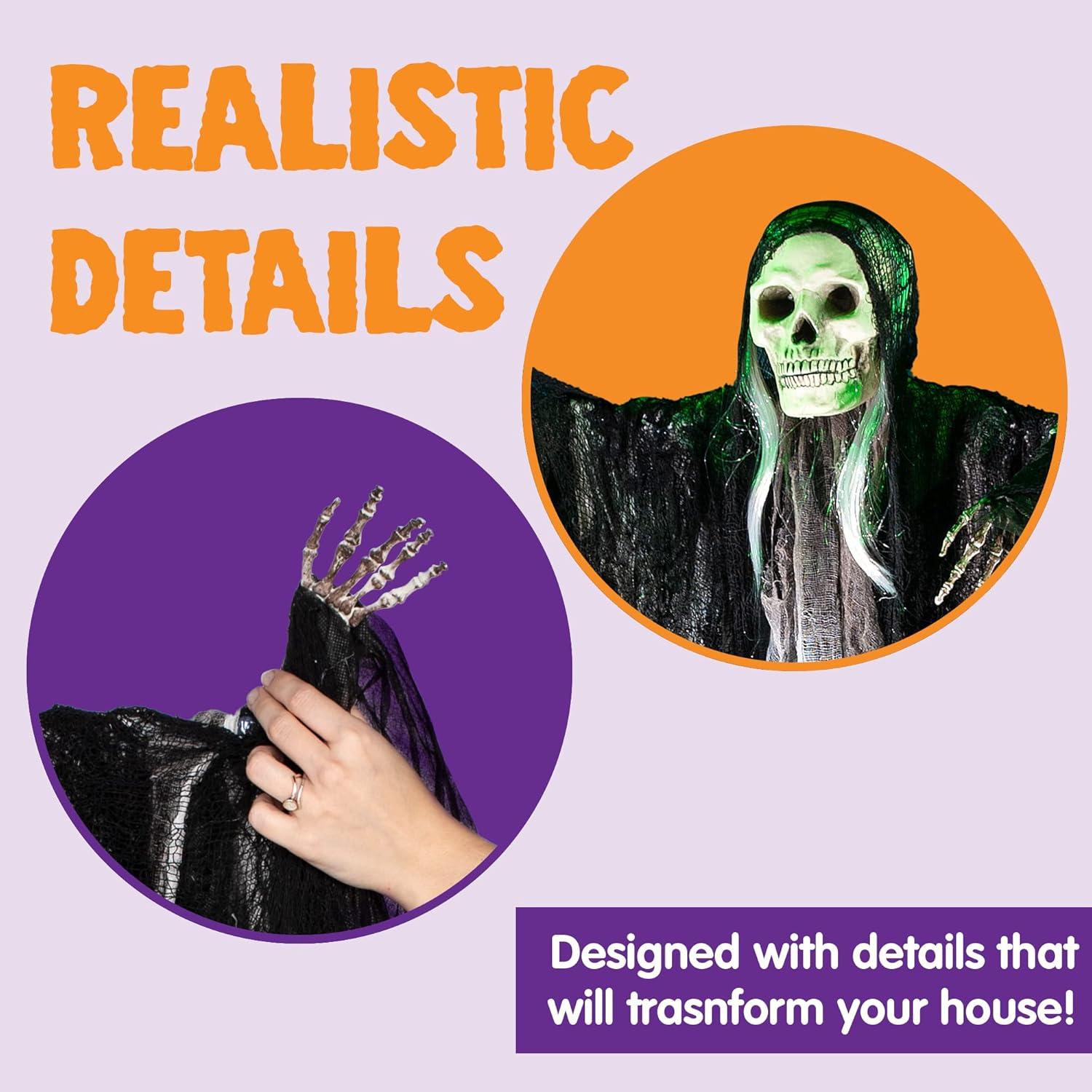 Nmdmisc 3 Pack Hanging Halloween Skeleton Ghosts Decorations,Halloween Hanging Ghost Electric Luminous Horror Decorations Haunted House Confidential Room Scene Layout Outdoor Hanging Props