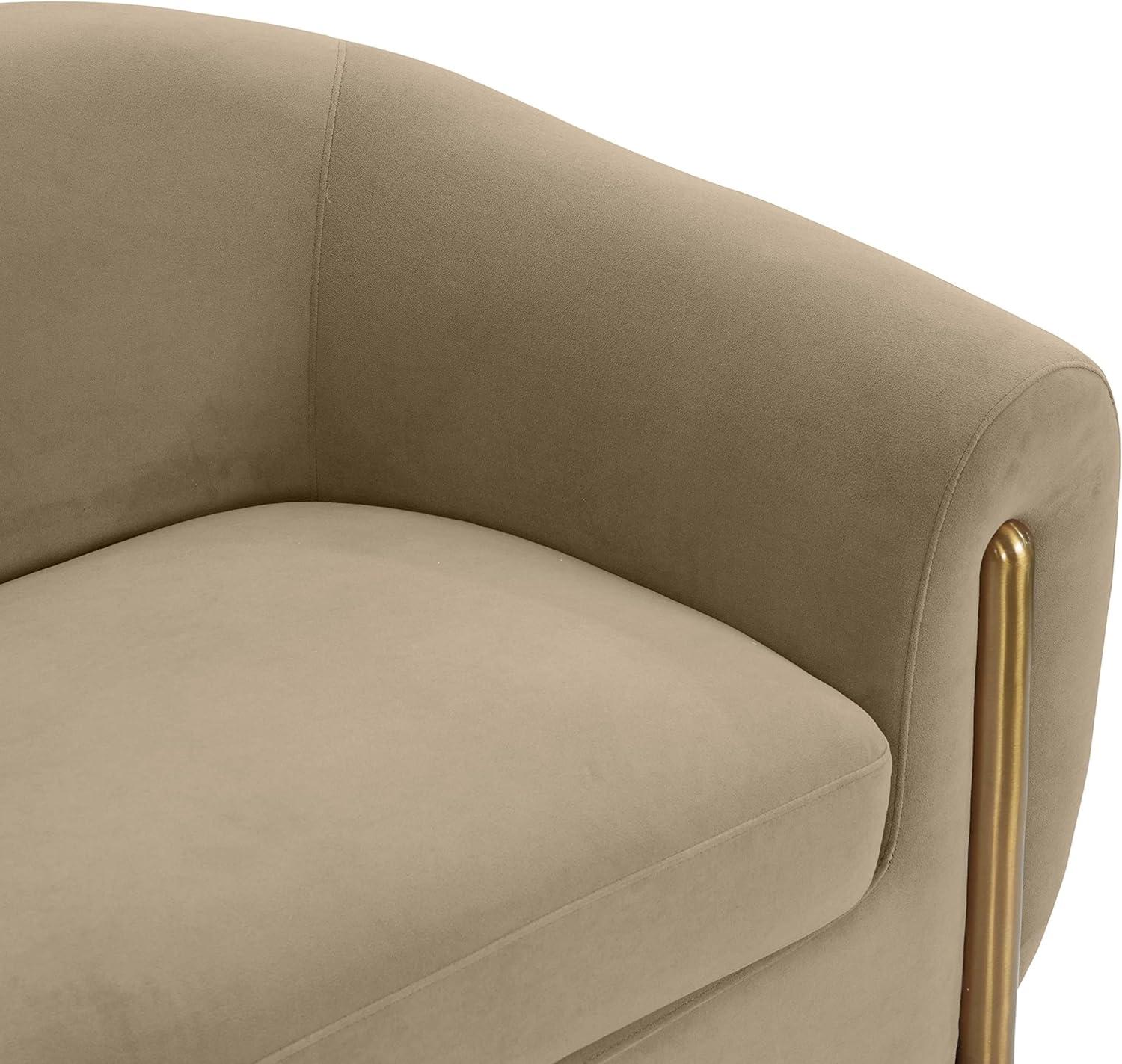 Cafe Au Lait Brown Velvet Round Arm Sofa