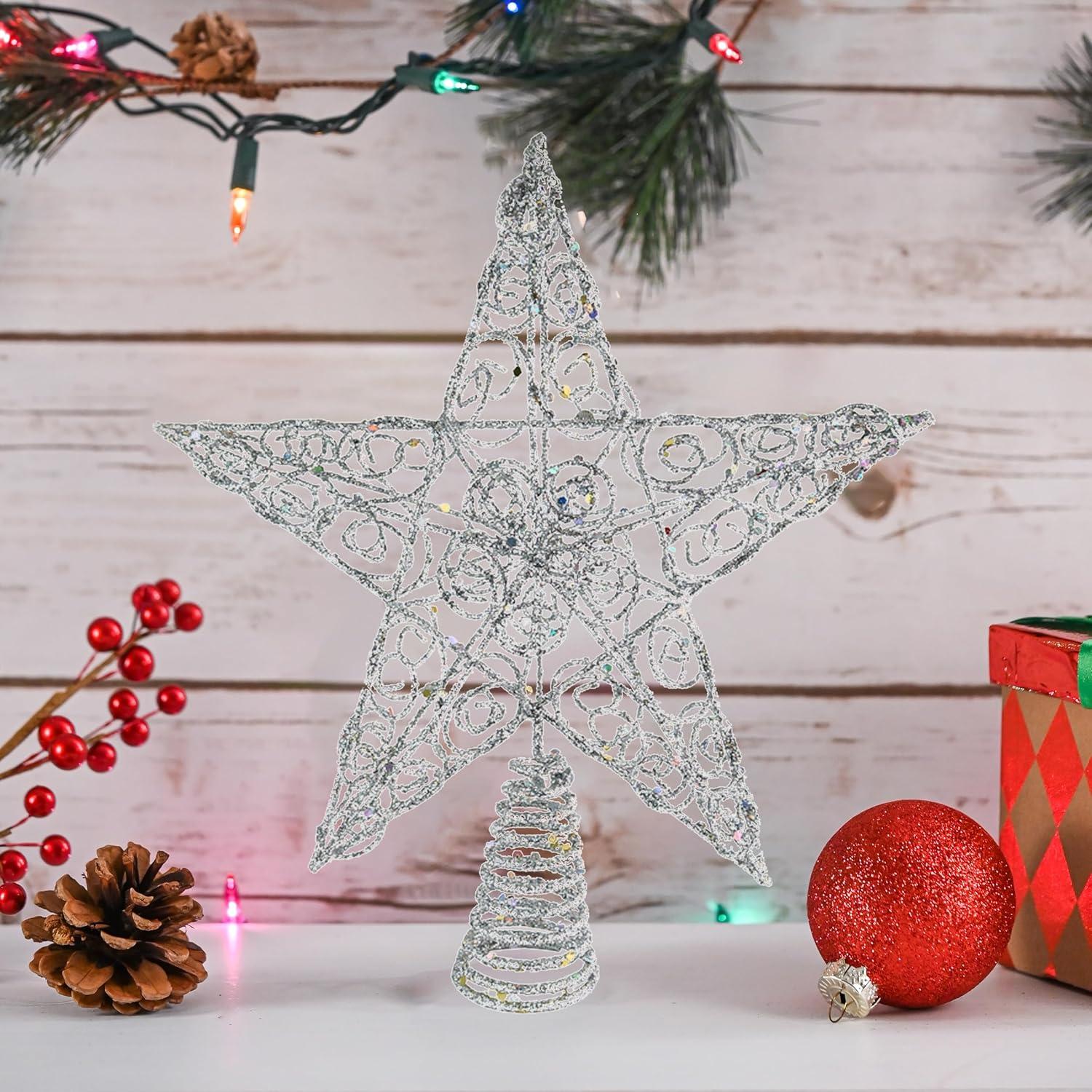 Ornativity Silver Star Tree Topper - Silver