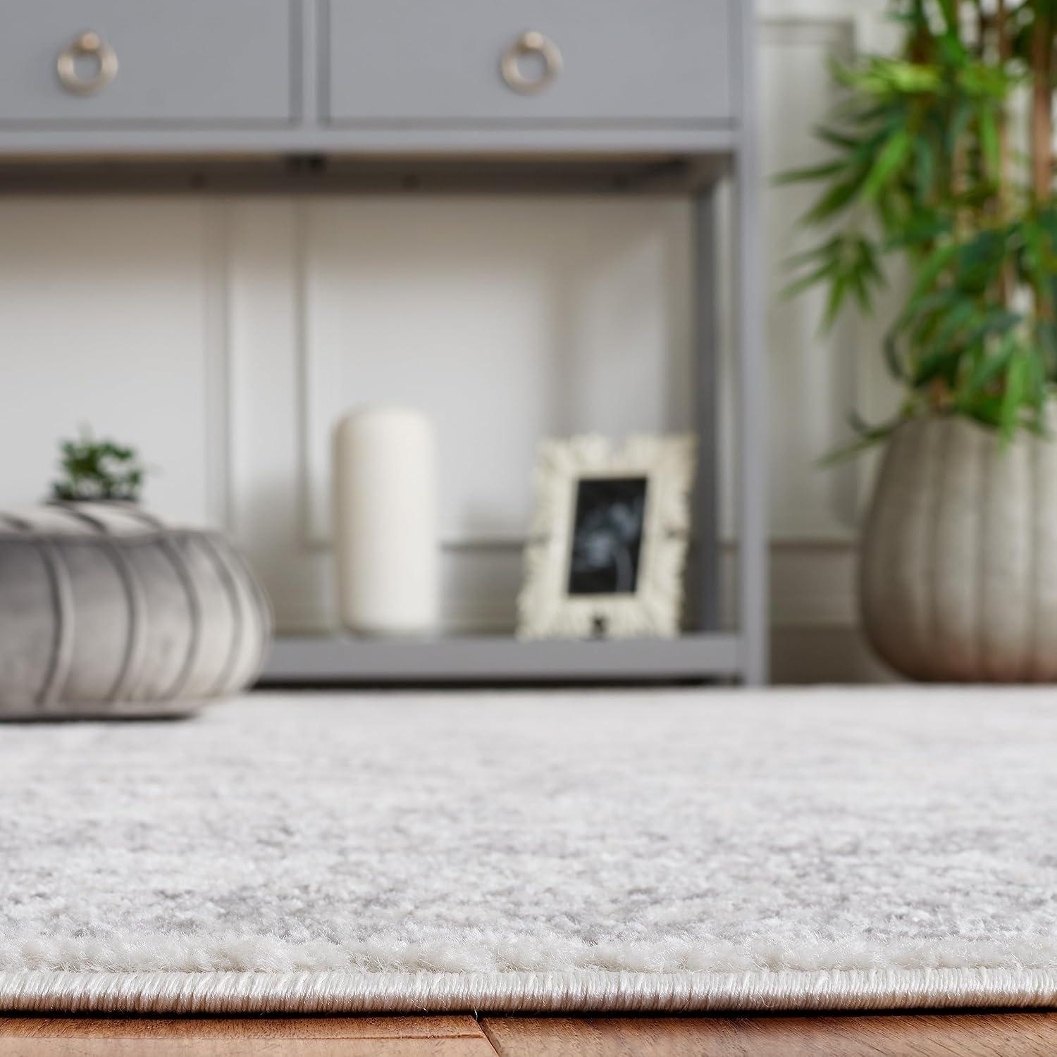 Adirondack ADR108 Power Loomed Area Rug - Ivory/Silver - 9' Round - Safavieh.