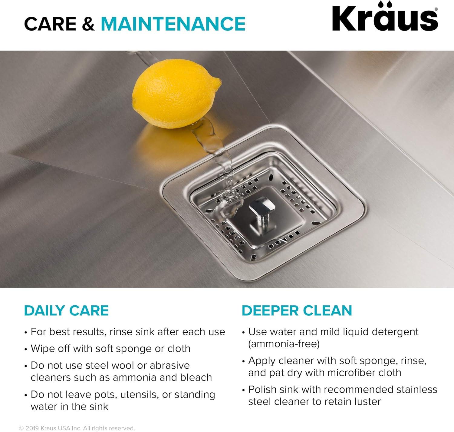 KRAUS Pax™ Zero-Radius 24-inch L 18 Gauge Undermount Single Bowl Stainless Steel Laundry and Utility Sink