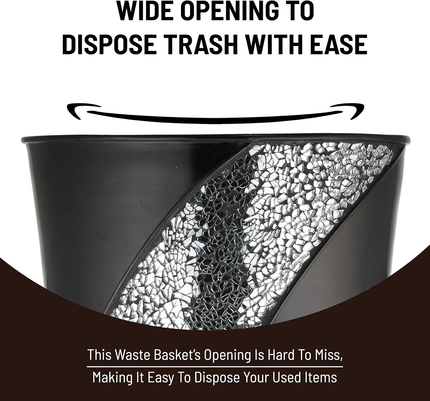 Popular Bath Orb/Brown Sinatra Bath Decor Accessories, Premium, Durable, Acrylic Resin, Eco-Friendly Waste Basket (10"H x 8"W x 8"D)