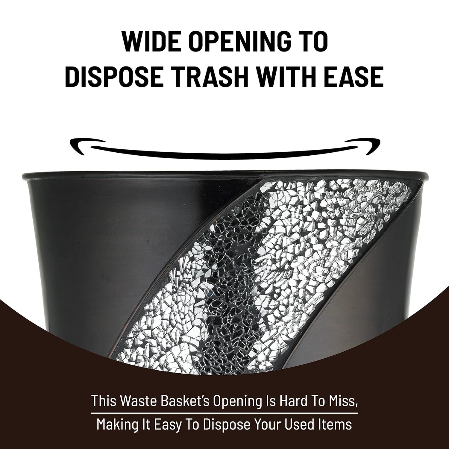 Popular Bath Orb/Brown Sinatra Bath Decor Accessories, Premium, Durable, Acrylic Resin, Eco-Friendly Waste Basket (10"H x 8"W x 8"D)