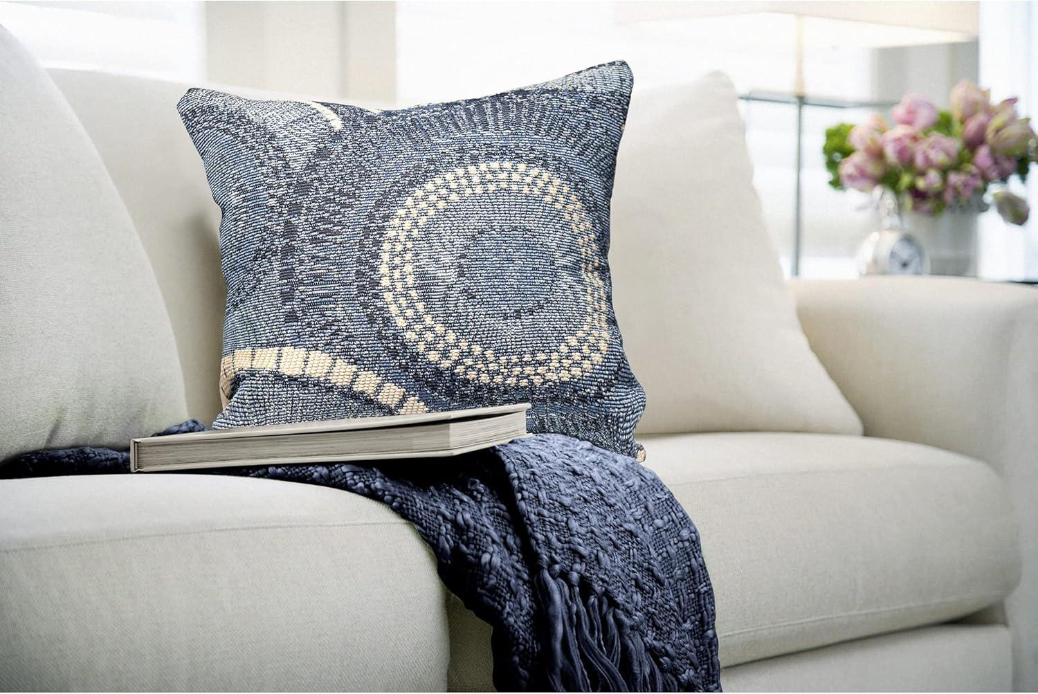 Liora Manne  Marina Circles Indoor/Outdoor Pillow Delft 18" x 18"