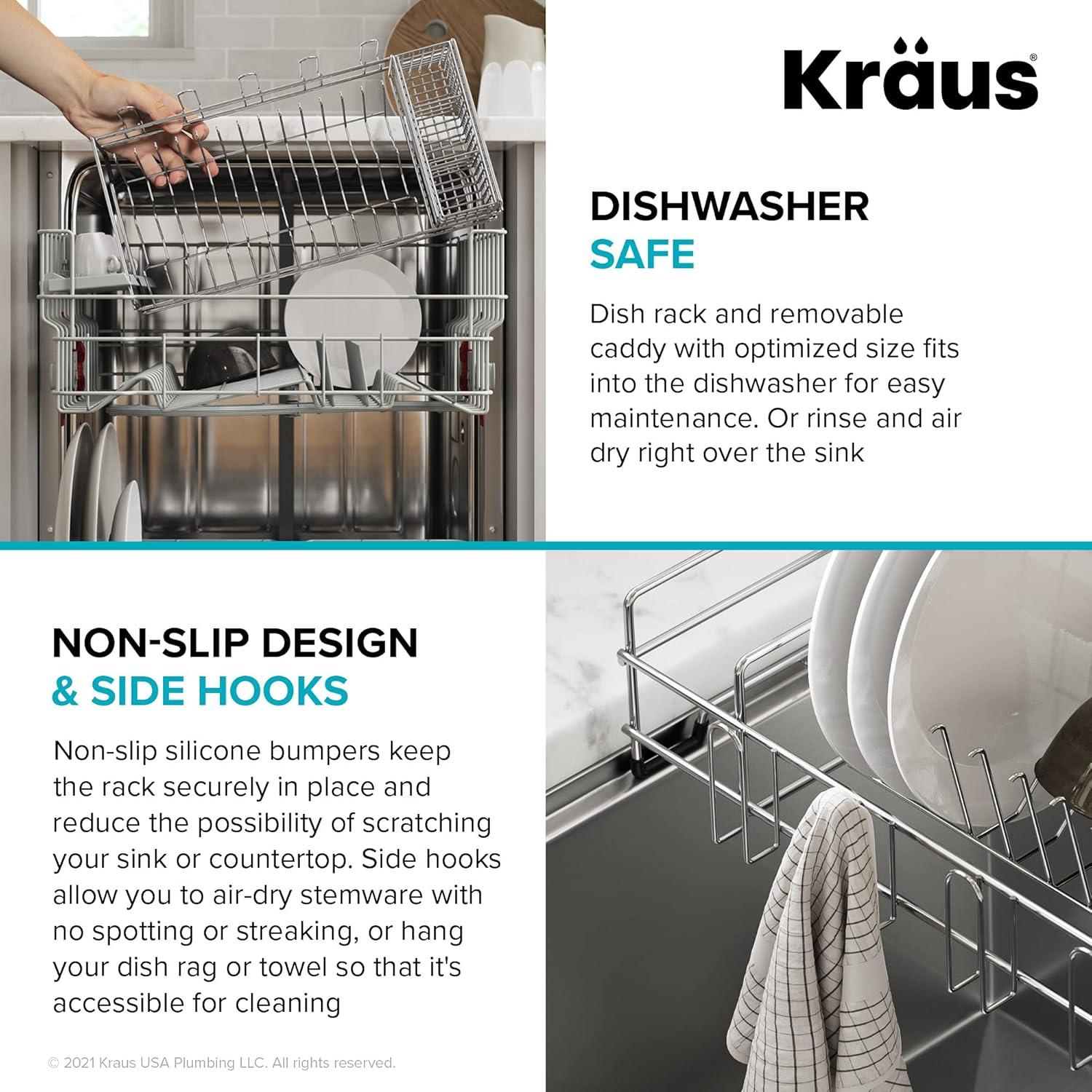 Kraus Workstation Kitchen Sink Dish Drying Rack Drainer and Utensil Holder in Stainless Steel