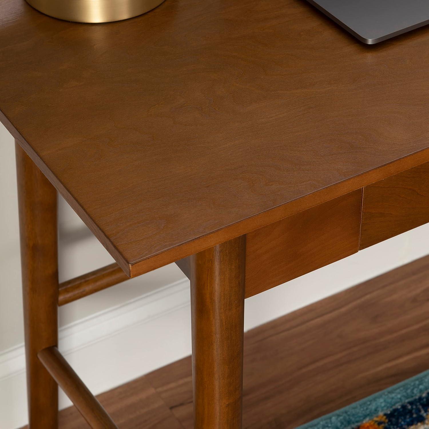 Mid-Century Walnut Writing Desk with Black Drawer Knob