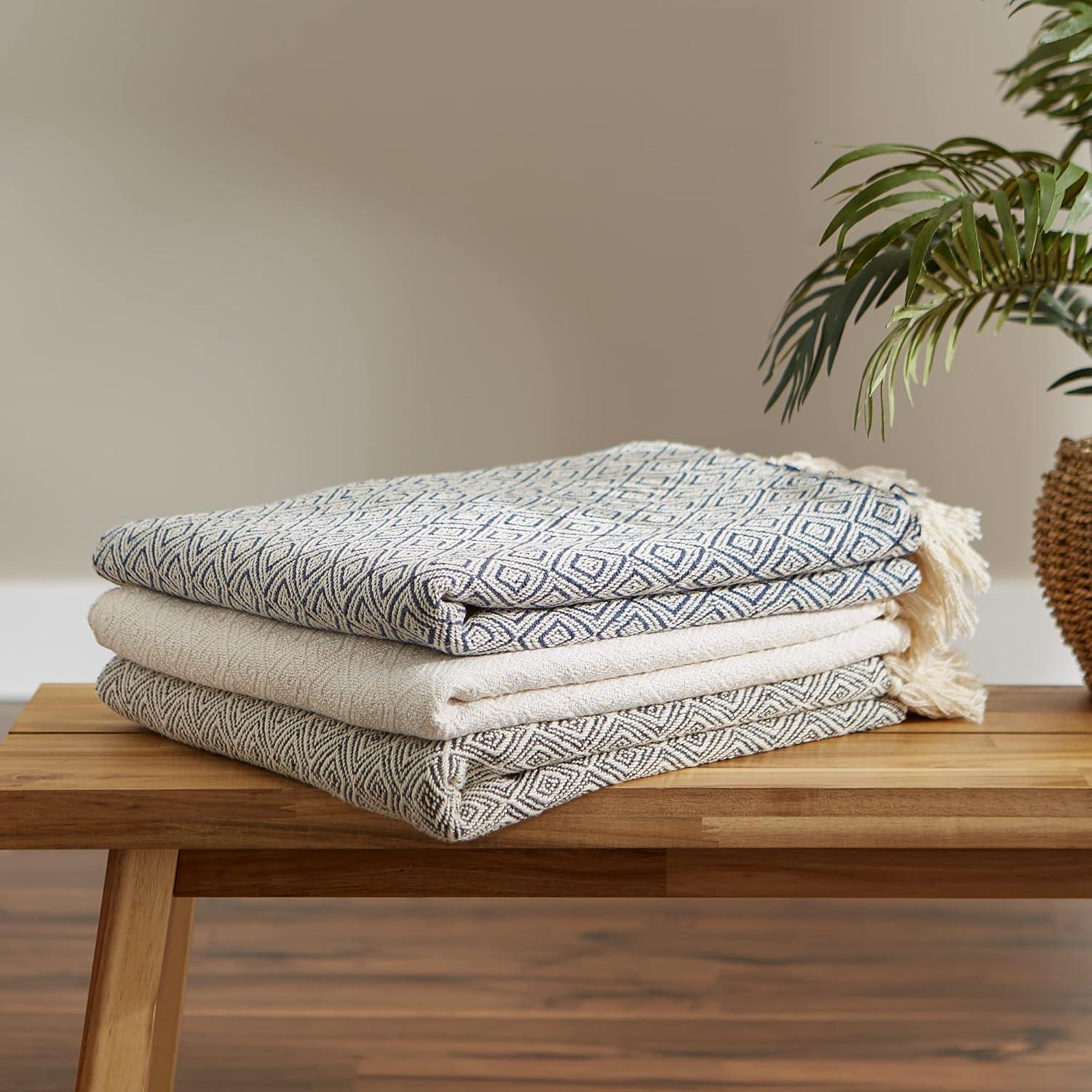 50"x60" Fields of Diamond Throw Blanket Dark Gray - Design Imports: Hypoallergenic, Machine Washable