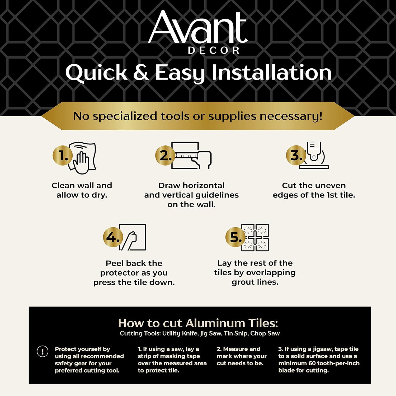 Avant Decor 3.6'' W x 1.85'' L Aluminum Peel and Stick Mosaic Tile