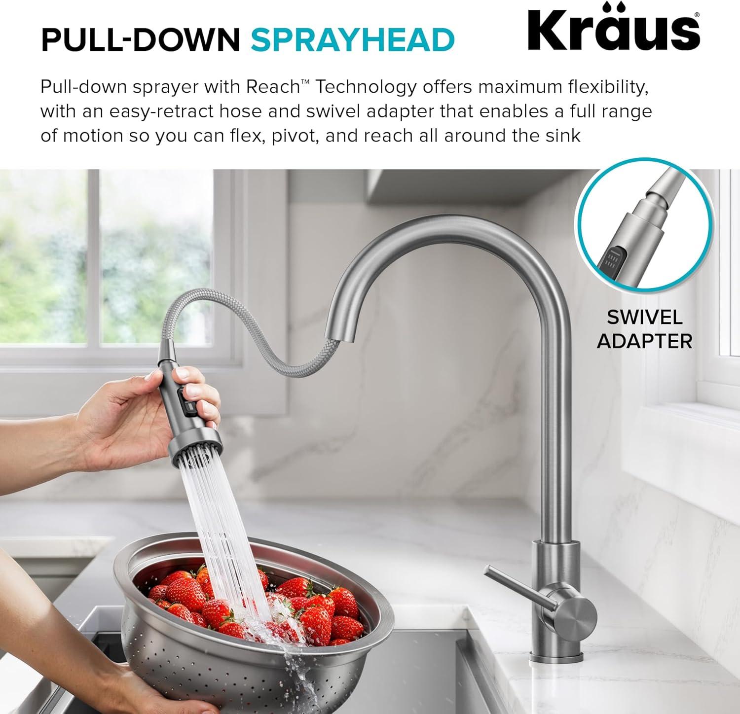 KRAUS Bolden 2-Function Single Handle Pull Down Kitchen Faucet