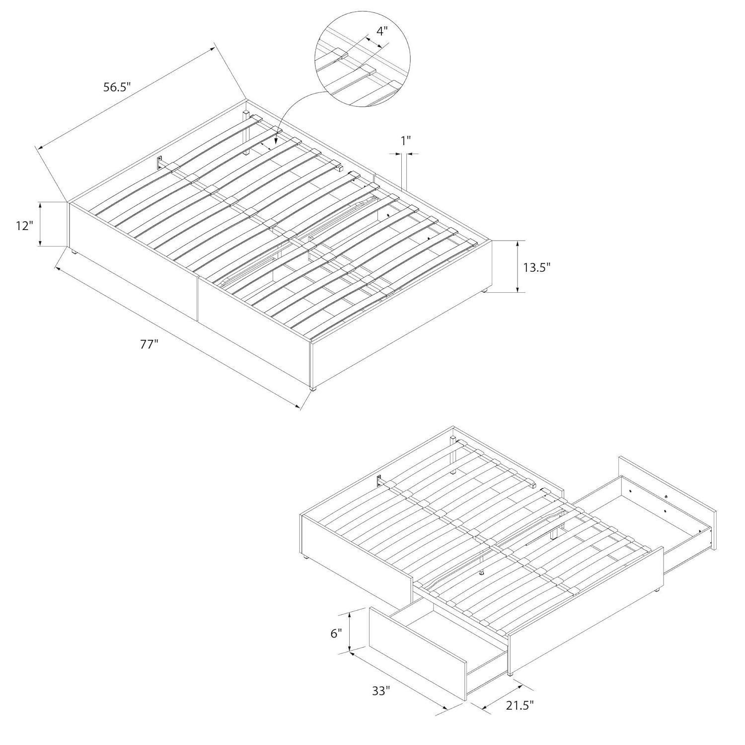 DHP Maven Platform Bed with Storage, Full, Gray Linen
