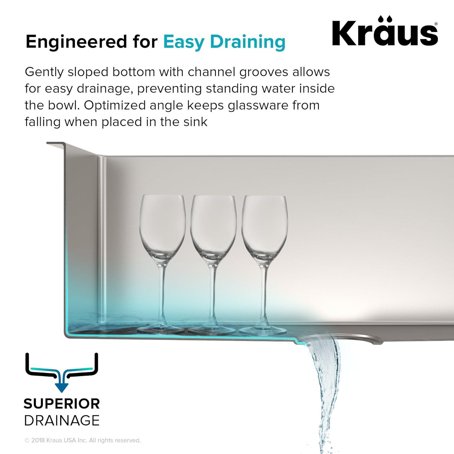 KRAUS Standart Pro Apron Front Farmhouse 16 Gauge Single Bowl Stainless Steel Kitchen Sink