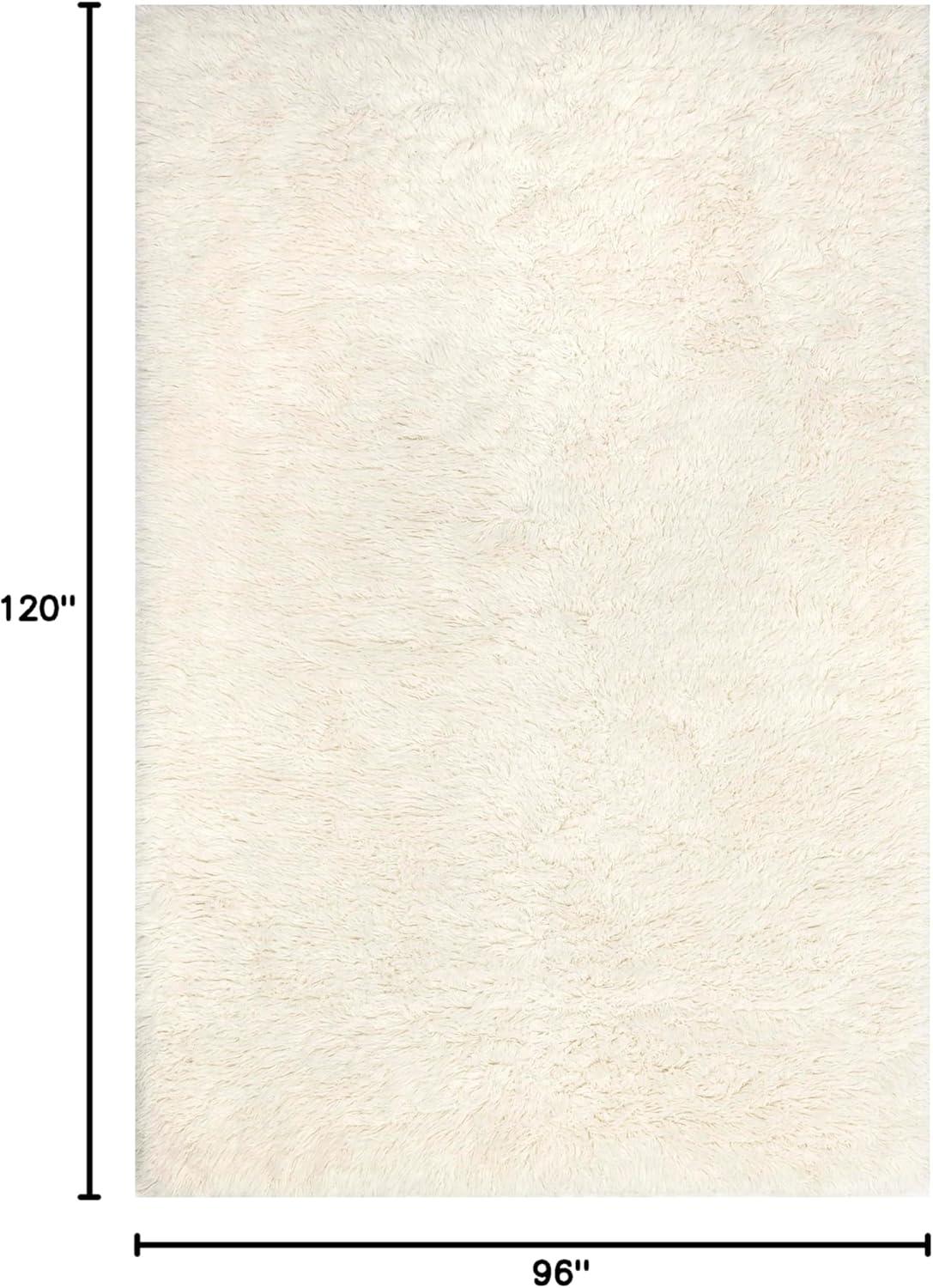 nuLOOM 8'x10' Elena Greek Flokati Shag Area Rug Cream: High Pile Wool, Solid Tufted Indoor Rug, No Backing
