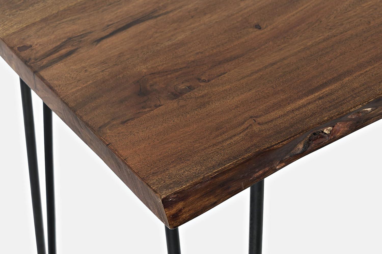 Chestnut Live Edge Wood Counter Height Dining Table with Hairpin Legs