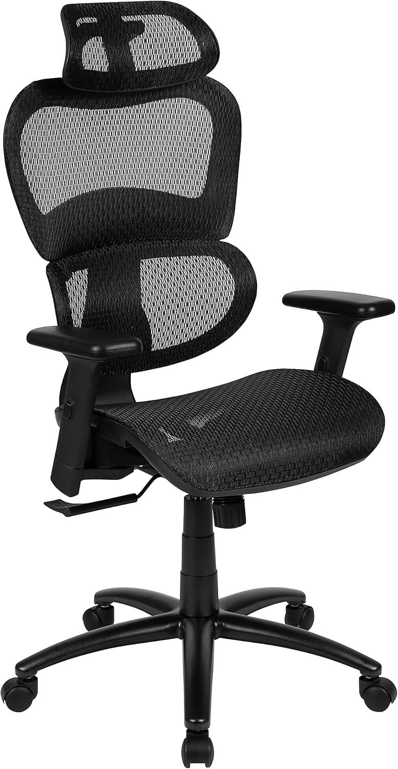 Flash Furniture Ergonomic Mesh Office Chair with 2-to-1 Synchro-Tilt, Adjustable Headrest, Lumbar Support, and Adjustable Pivot Arms