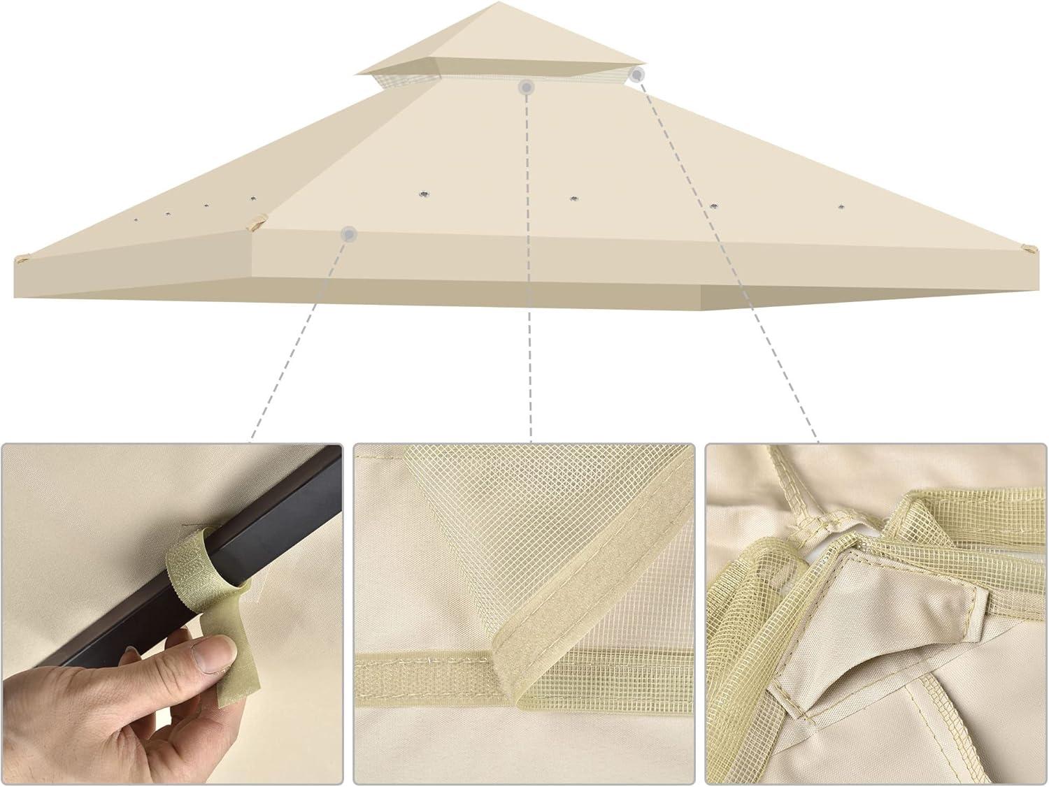 Yescom Yescom Canopy Top Replacement for 2-Tier Crescent TJSG081 Gazebo Outdoor Garden Yard Patio Cover