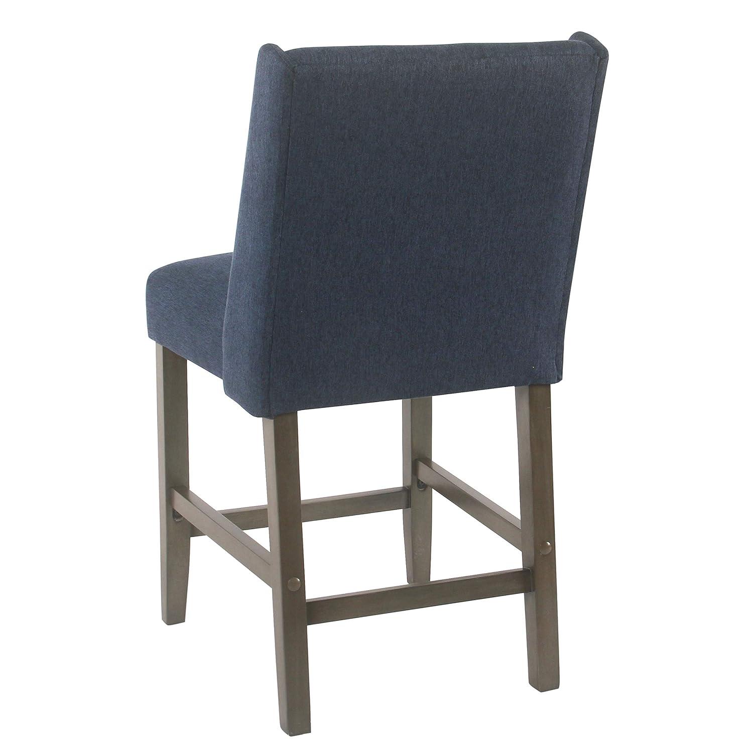 24" Curved Top Counter Height Barstool Safari Taupe - HomePop: Kitchen Seating with Back, Wood Legs