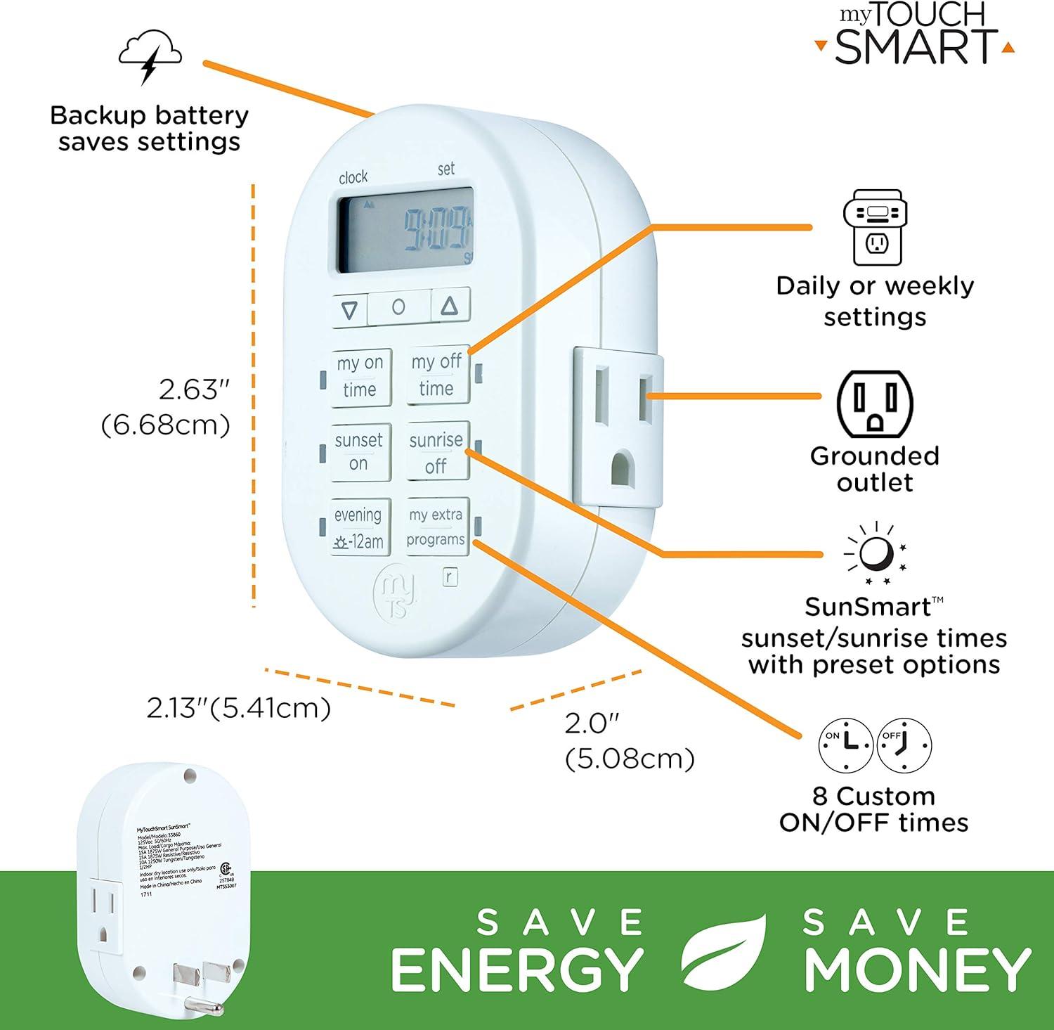 myTouchSmart 7-Day Indoor Plug-In Digital Timer, 1-Outlet, 33860