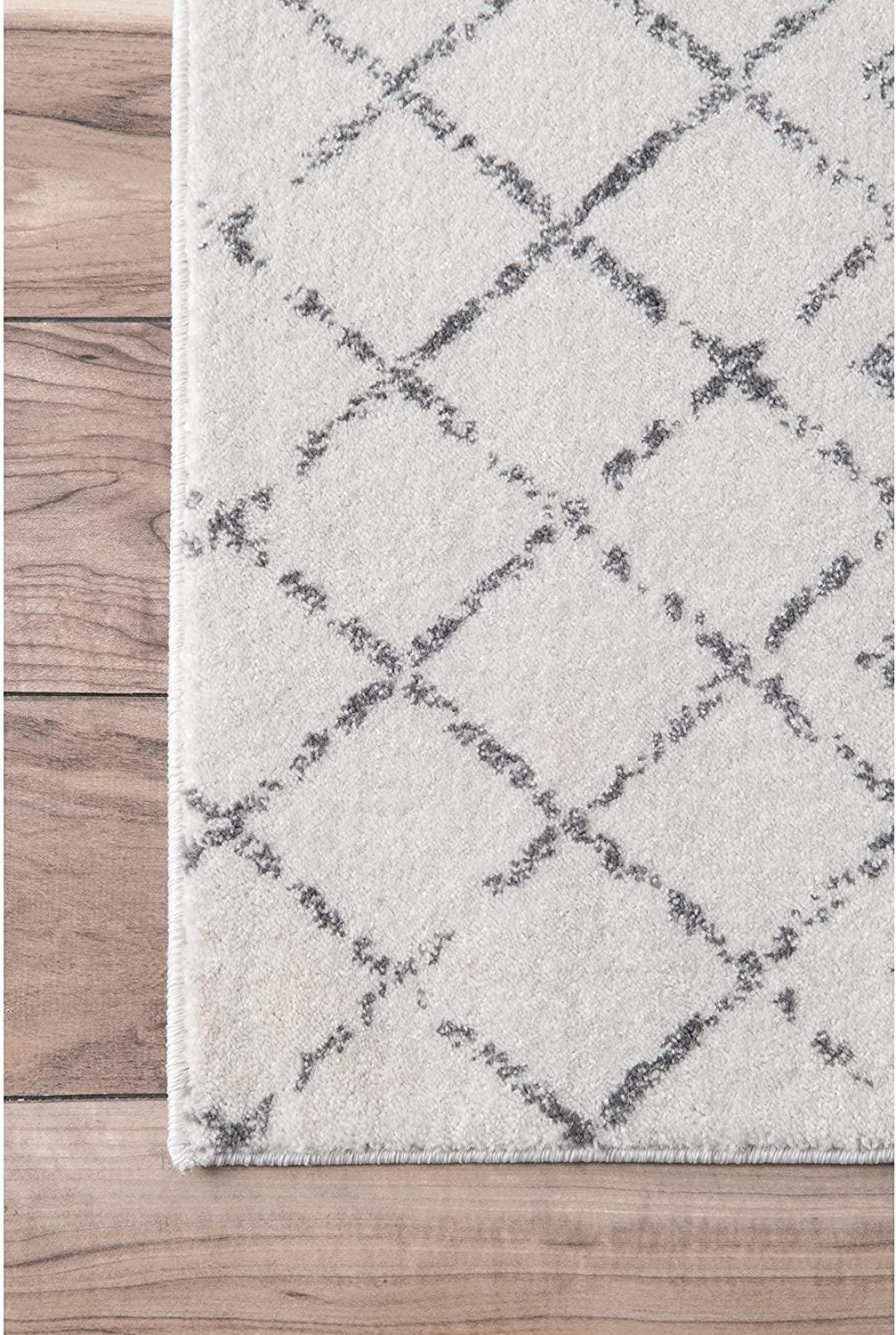 nuLOOM Blythe 8 x 8 (ft) Polypropylene Gray Square Indoor Geometric Moroccan Area rug