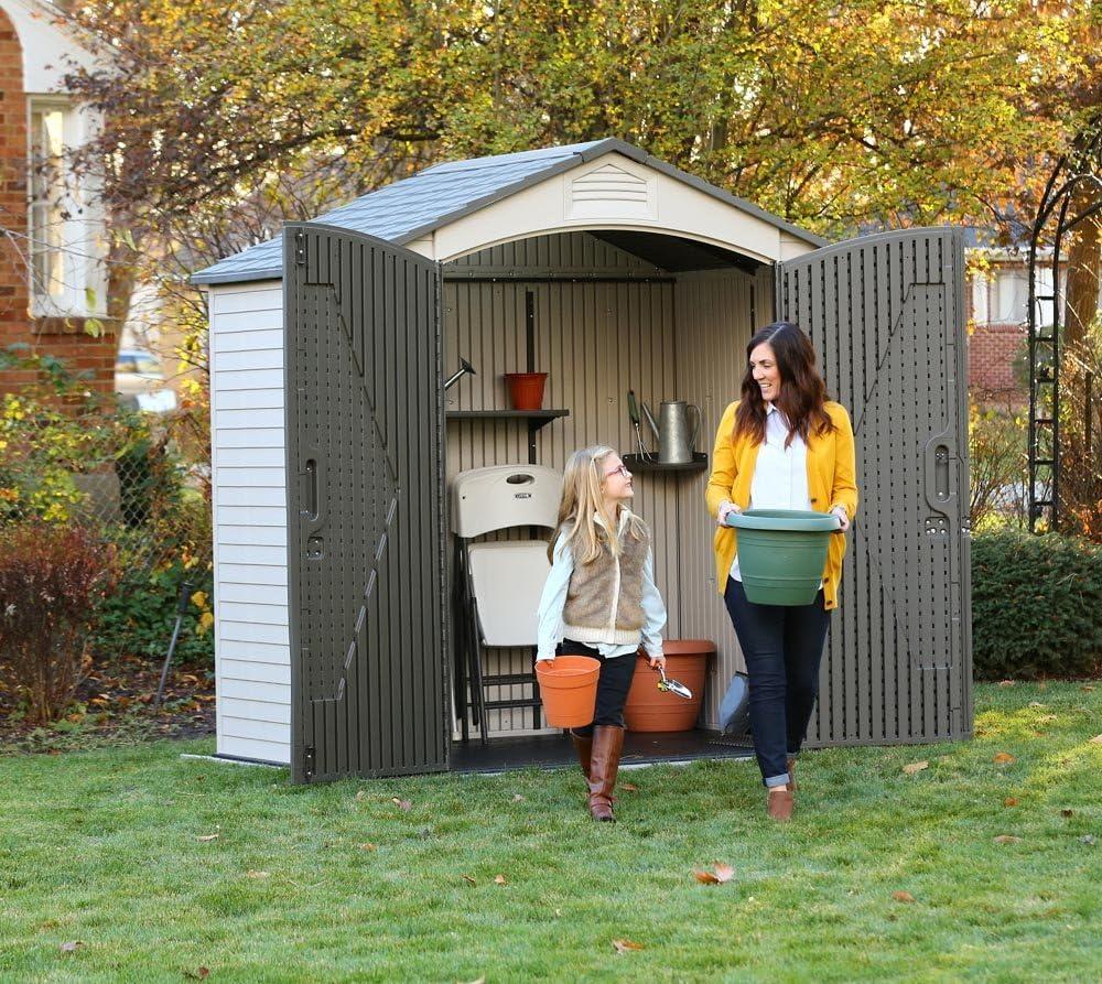 Lifetime 7 Ft. x 4.5 Ft. High-Density Polyethylene (Plastic) Outdoor Storage Shed with Steel-Reinforced Construction