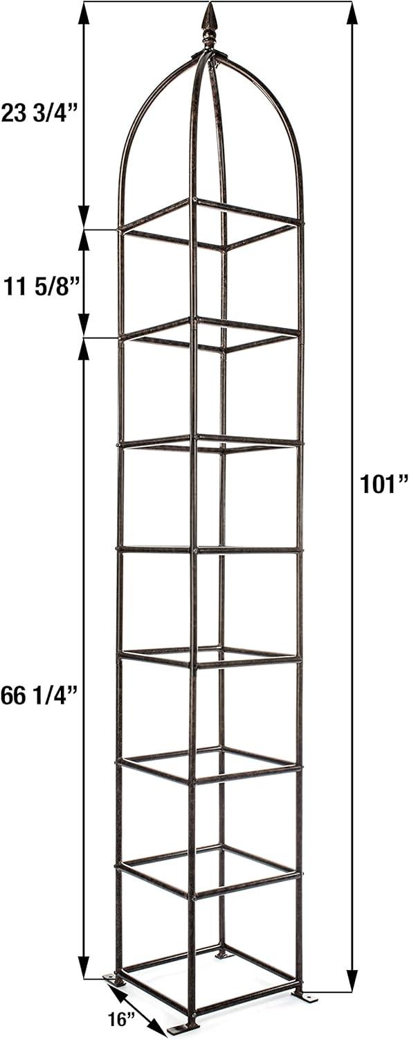 Tall Charcoal Brown Iron Garden Trellis with Powder Coated Finish