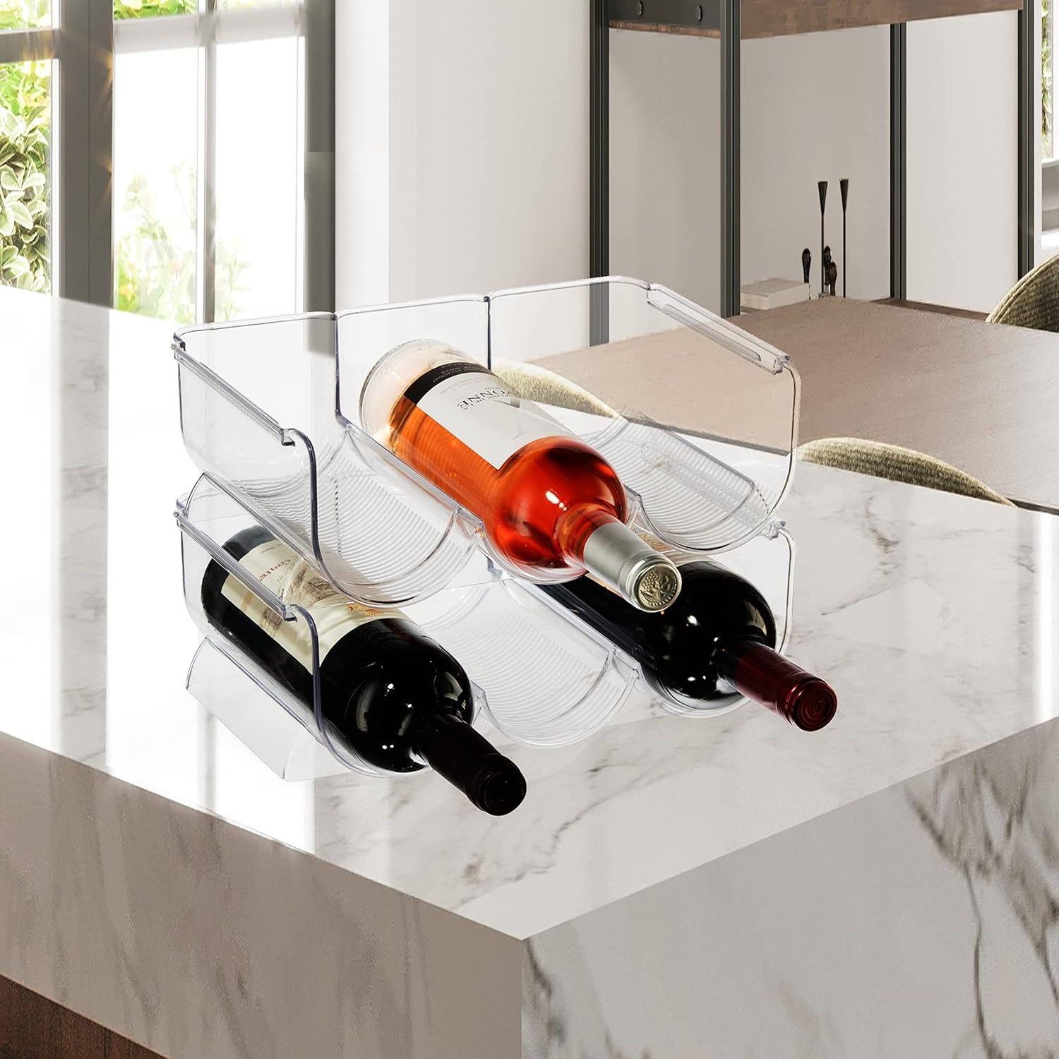 Oggi Neat 3 Bottle Tabletop Wine Bottle Rack in Clear