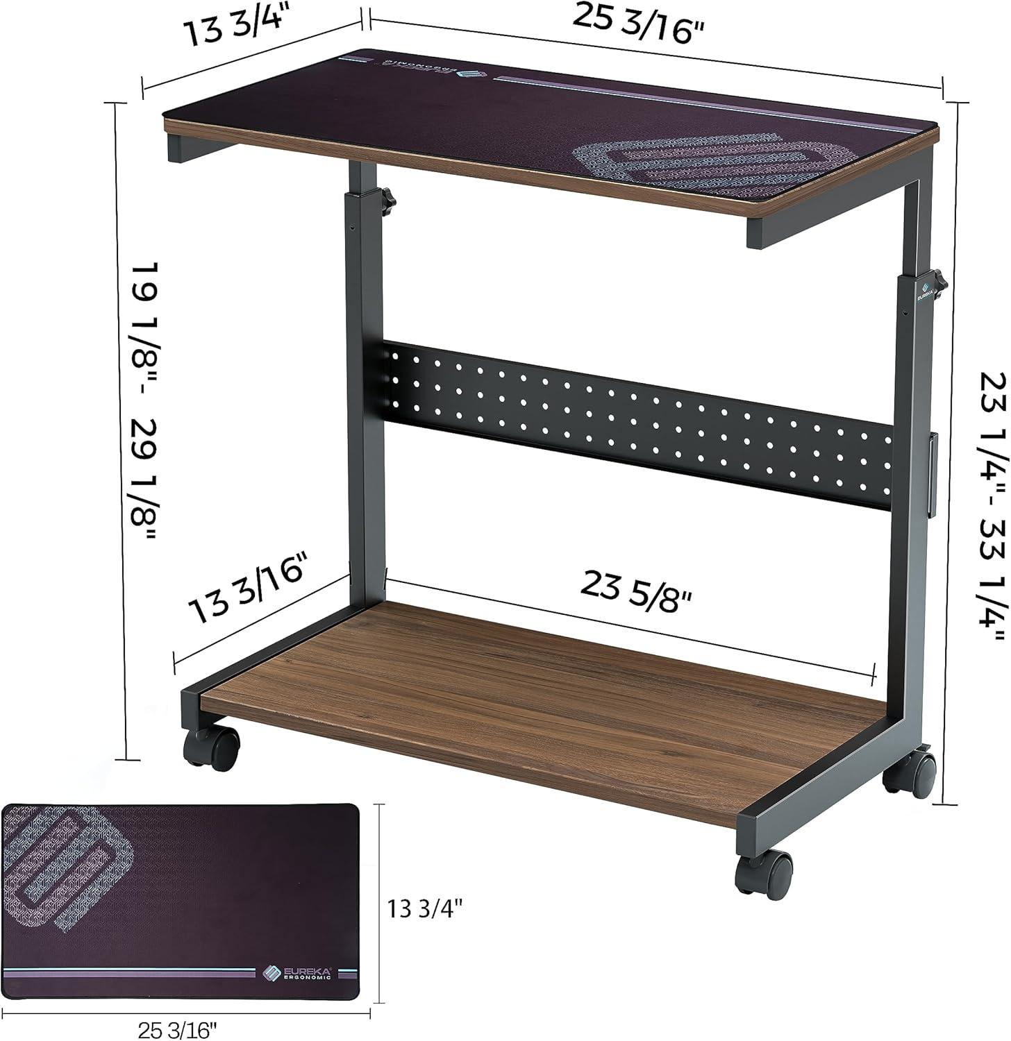 EUREKA ERGONOMIC Mobile Height Adjustable CPU Cart with Mouse Pad