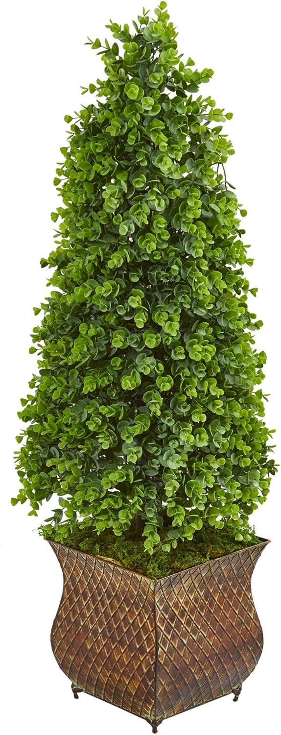 Nearly Natural 41-in Eucalyptus Cone Topiary Artificial Tree in Classic Planter (Indoor/Outdoor)