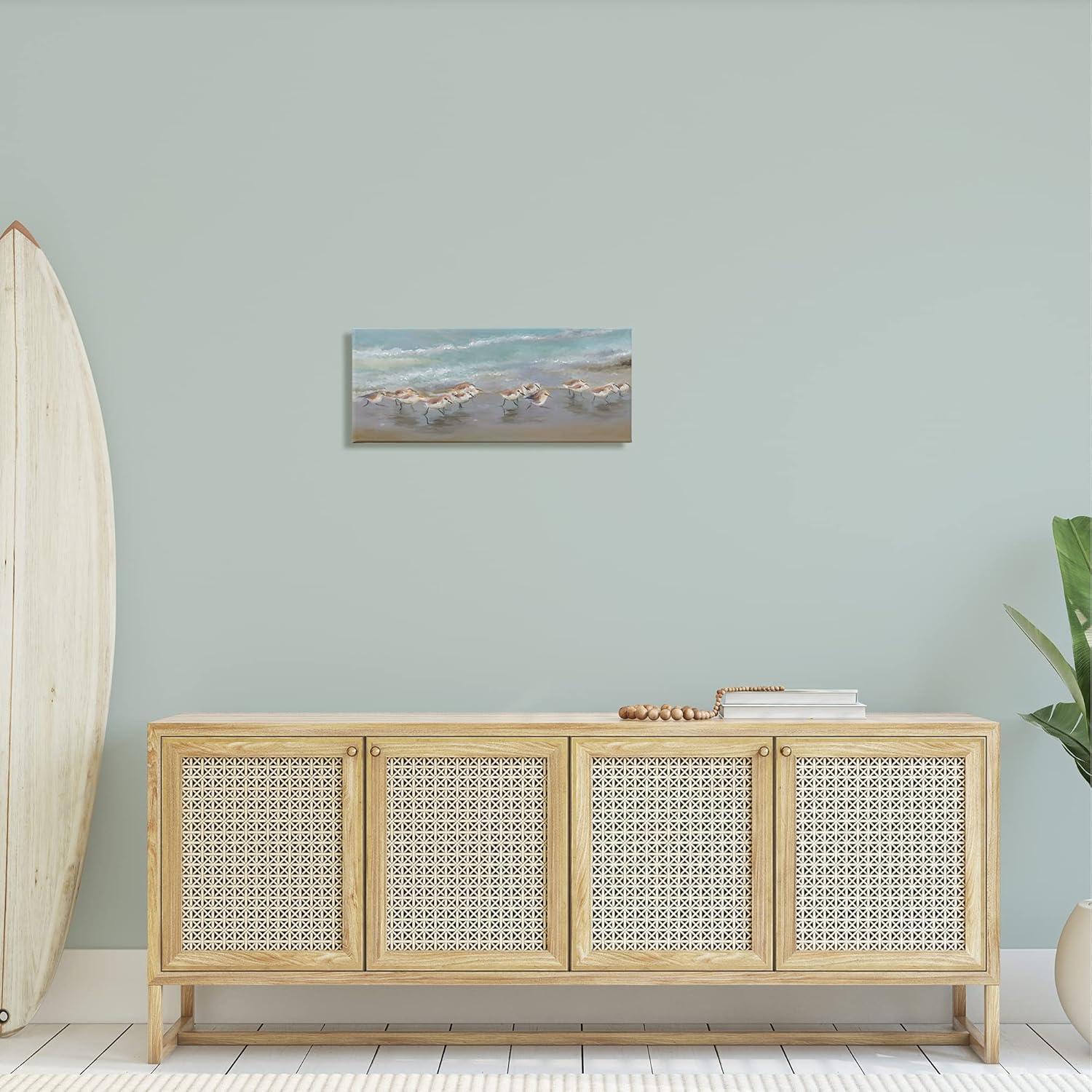 Stupell Industries " Sandpiper Flock Shoreline Splashing " by Rick Novak Painting Print